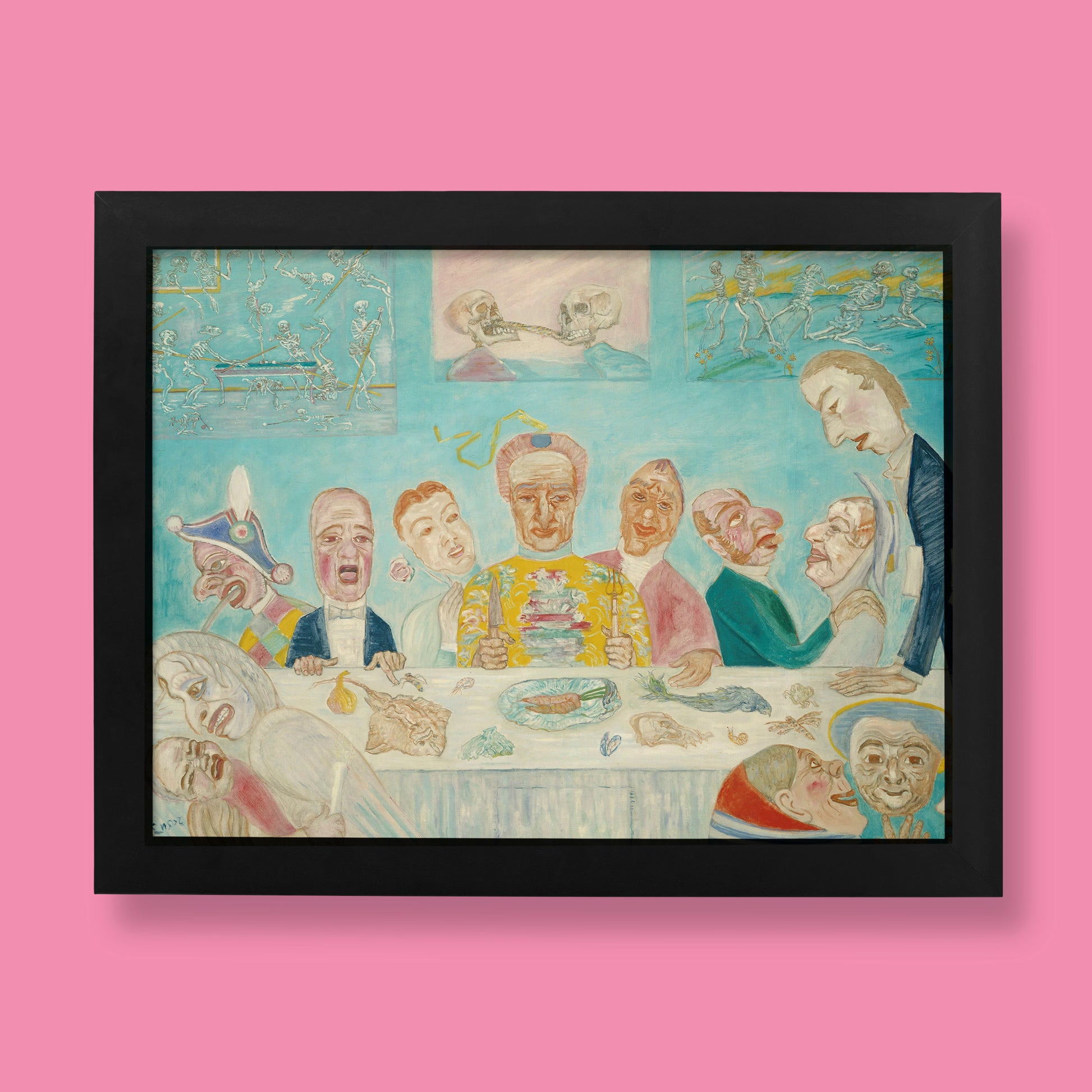Premium giclée fine art print of James Ensor's "Comical Repast (Banquet of the Starved)," a historical Belgian expressionist painting.