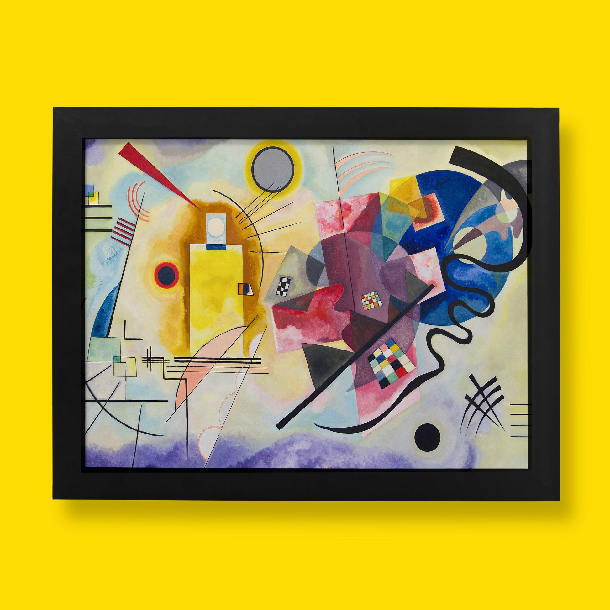 Kandinsky Yellow-Red-Blue fine art print - premium giclée reproduction of 1925 Bauhaus masterpiece with geometric forms and primary colours, perfect modern wall art