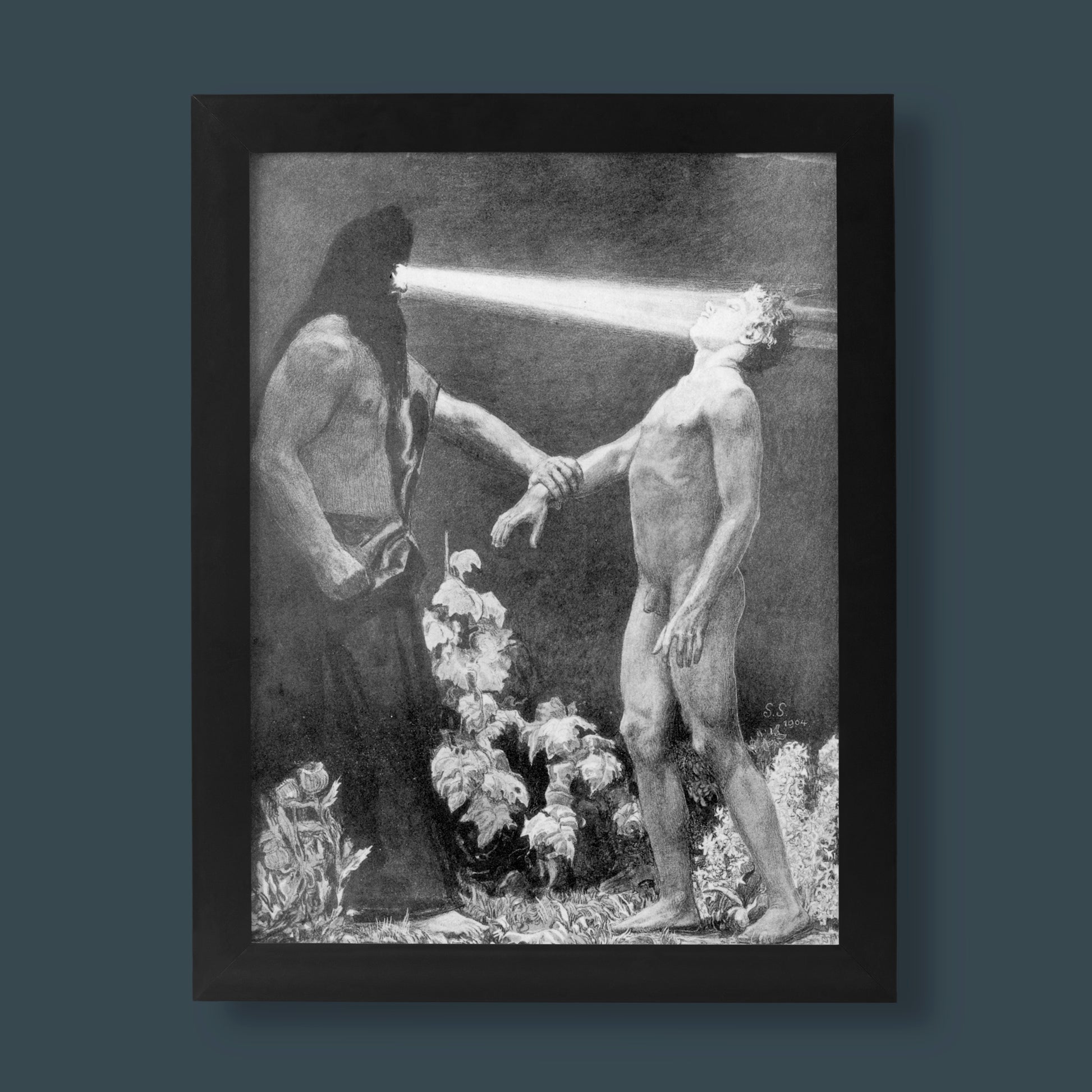 A museum quality giclée fine art print of Sascha Schneider's 1904 painting, "Hypnosis," perfect for collectors of historical and symbolist art.