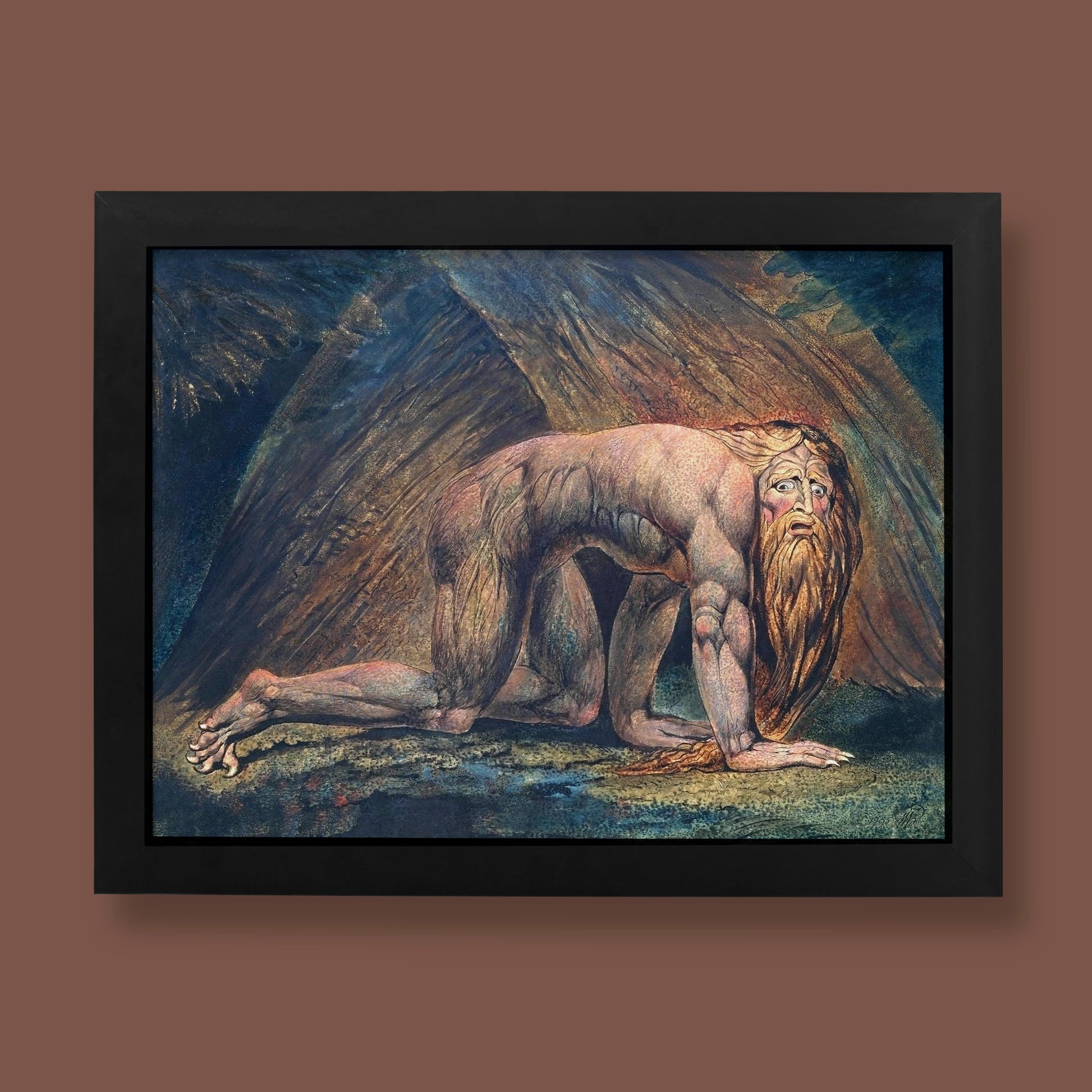 William Blake Nebuchadnezzar fine art print with vivid colours and dramatic biblical imagery
