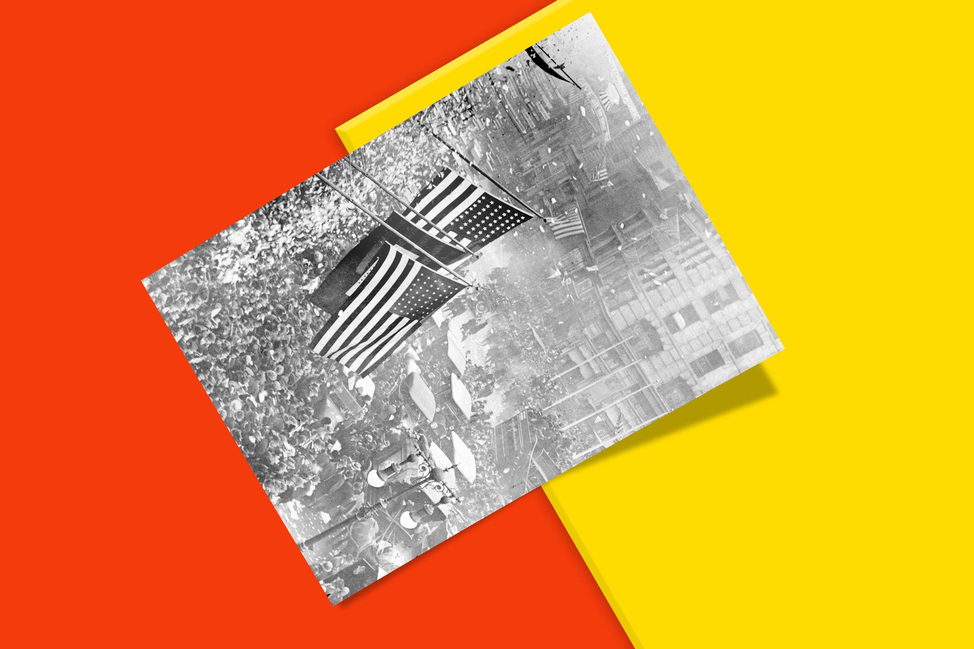 Aerial view of 1918 Armistice Day in New York, a captivating historical artwork print, perfect for gallery walls and art lovers.