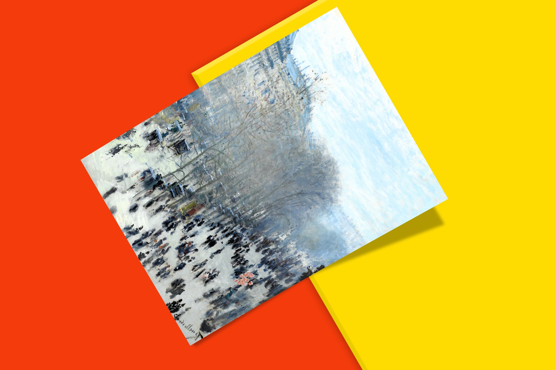 Art print for home decor showing a bustling Paris boulevard painted by Claude Monet.