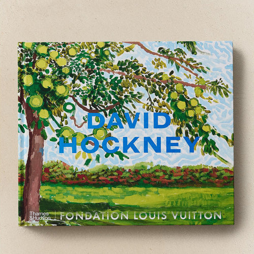 Book cover with a painting of a tree and 'David Hockney' text on a beige background