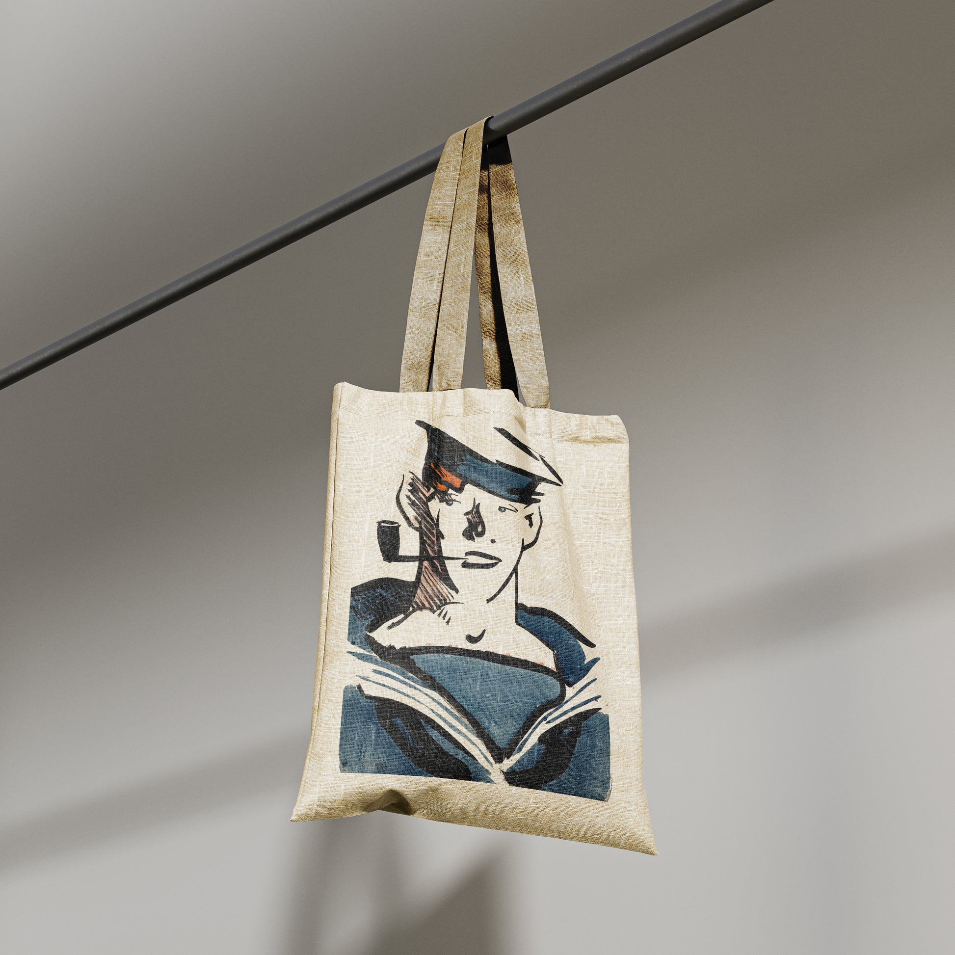 Art lover gift tote bag with Francis Campbell Boileau Cadell sailor portrait, durable reinforced cotton canvas bag perfect for gallery visits and everyday use