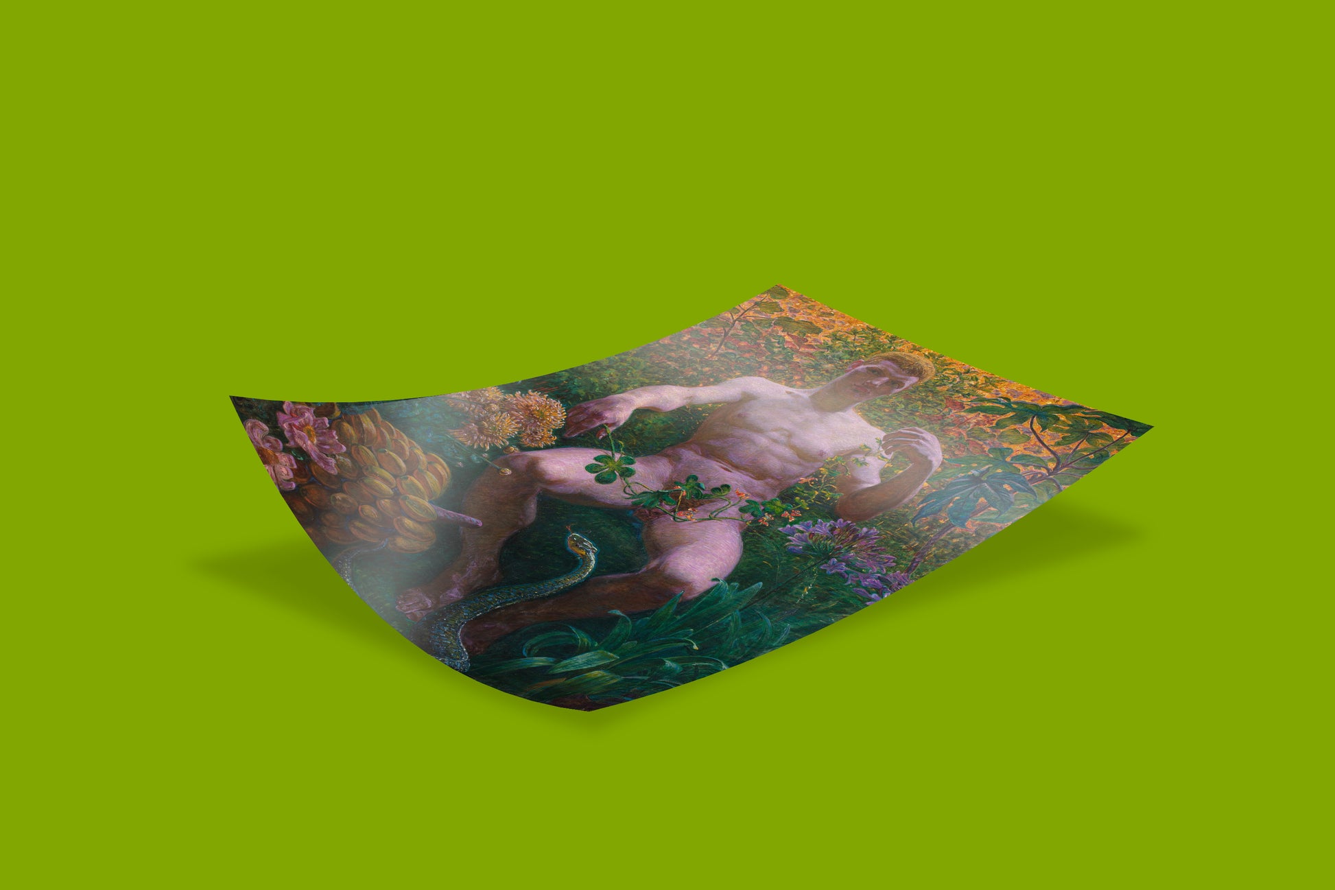 Kristian Zahrtmann's 1914 artwork, "Adam in Paradise," reproduced as a premium wall art print with stunning clarity and colour vibrancy.