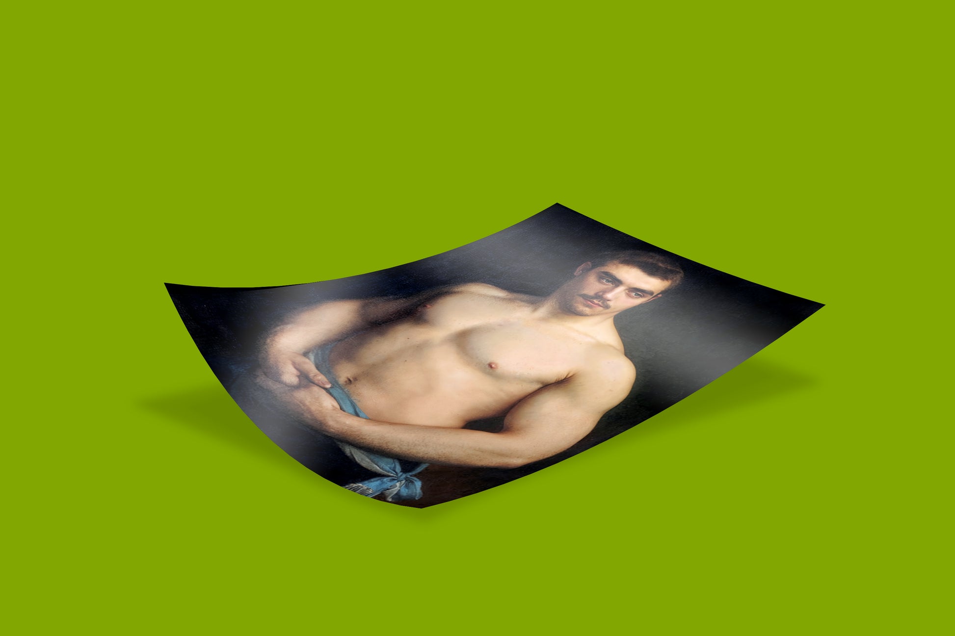An academic art print showcasing a male figure, the athlete Maurice Deriaz, as painted by Gustave Courtois, a significant piece representing the shift in portraiture and a key work in queer art history.