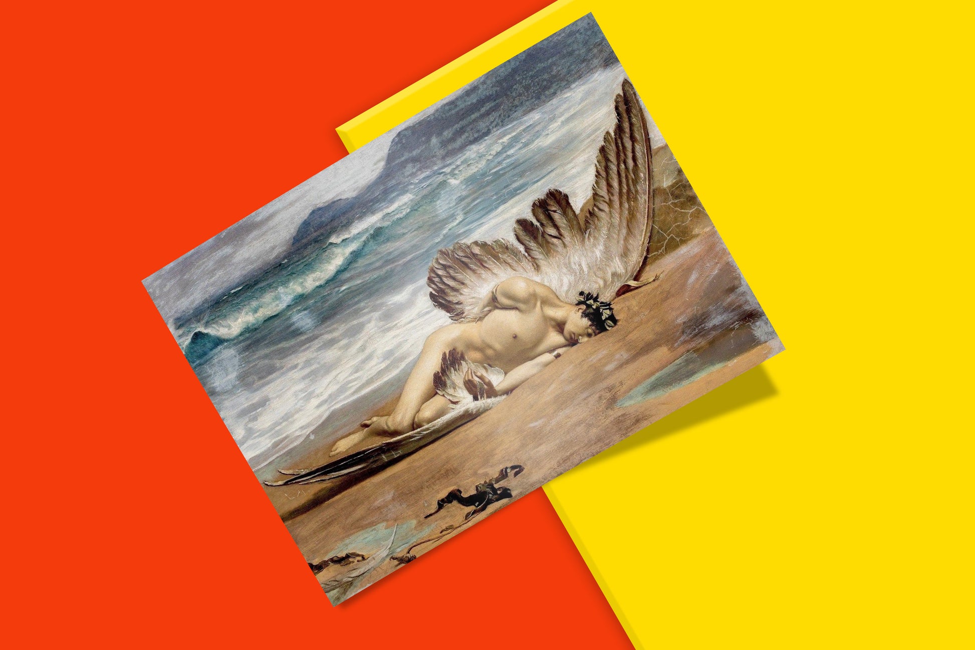 A beautiful wall art piece showing Alexandre Cabanel's 'The Death of Icarus', perfect for art lovers and designers seeking historical and mythological home decor.