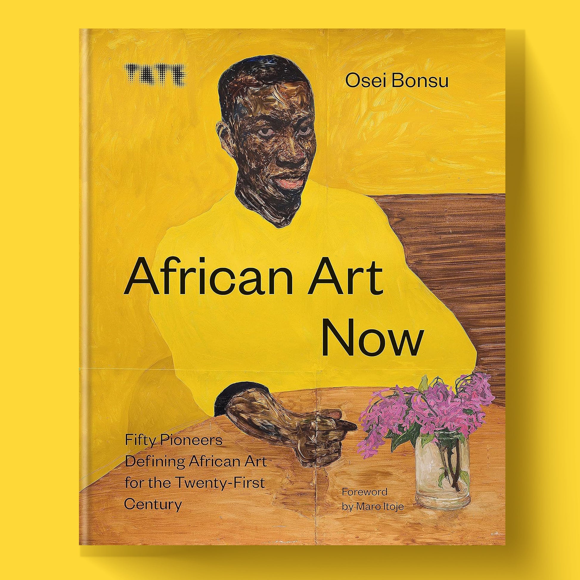 A close-up of the front cover of the luxury coffee table book African Art Now: Fifty Pioneers Defining African Art for the 21st Century by author Osei Bonsu.