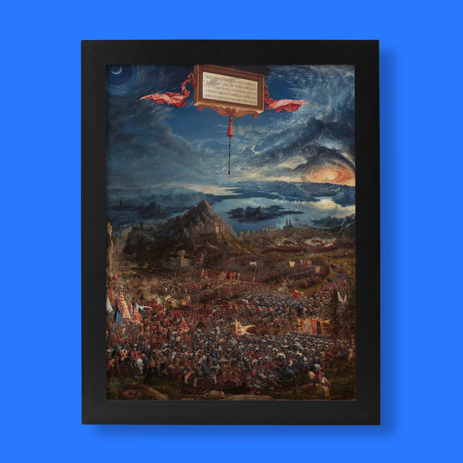 Albrecht Altdorfer Battle of Alexander at Issus Renaissance fine art print reproduction, epic historical painting perfect for classical wall decor and sophisticated interiors