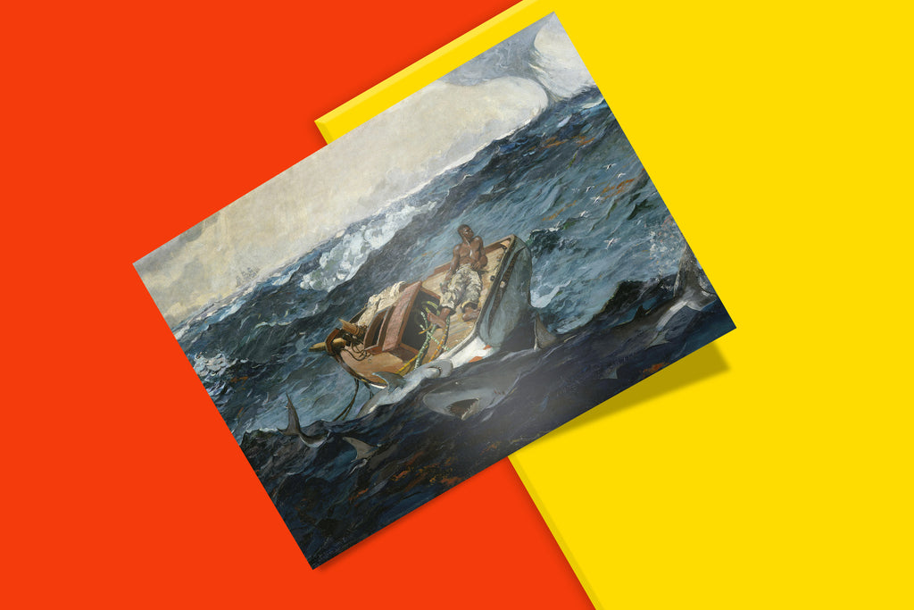 Premium 'The Gulf Stream' art print on matte paper, featuring the famous artwork by Winslow Homer depicting a dramatic scene at sea.