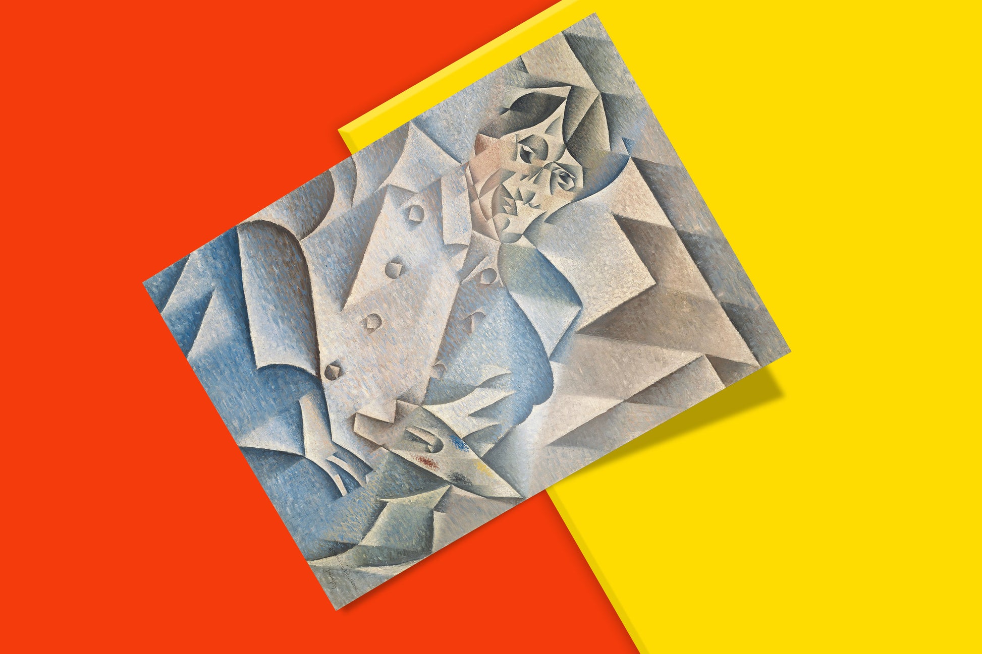Fine art print of Juan Gris's famous cubist portrait showing Pablo Picasso with painter's palette, museum-quality reproduction perfect for contemporary home decor and art collectors