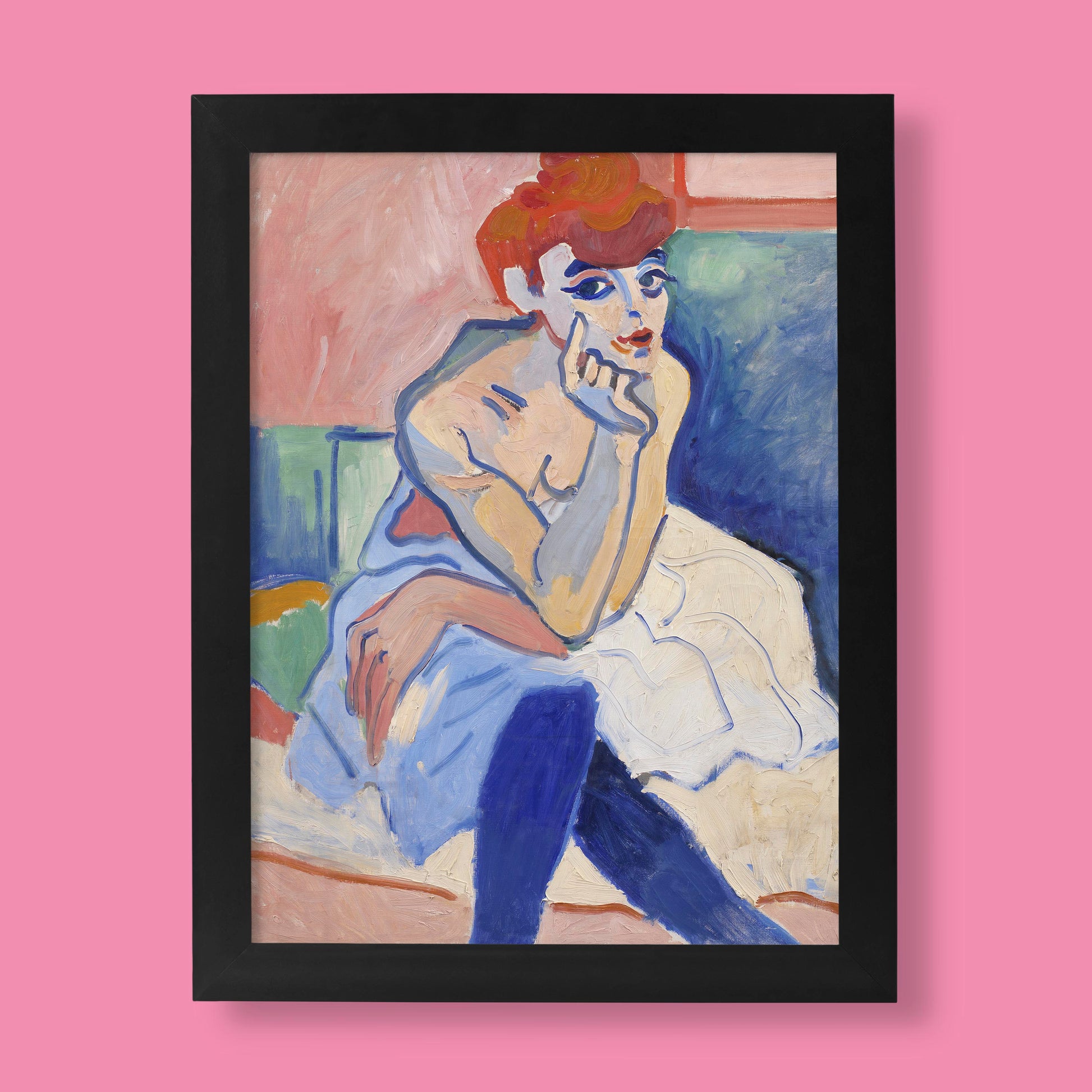 André Derain Woman in a Chemise fine art print with vibrant Fauvist colours
