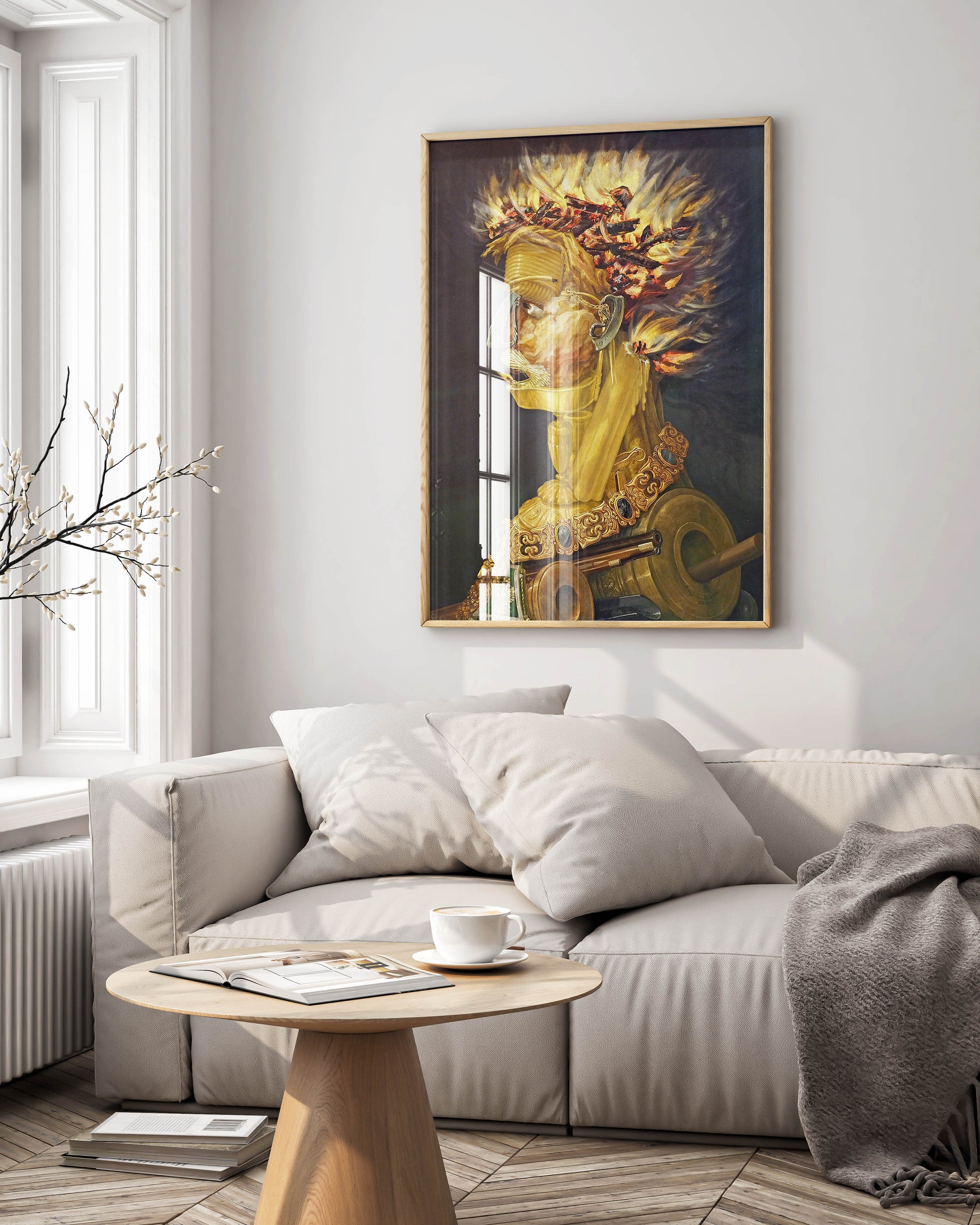 Giuseppe Arcimboldo Fire Allegory framed wall art - Renaissance fine art print in elegant frame, perfect home decor featuring iconic composite fire portrait for sophisticated interior design