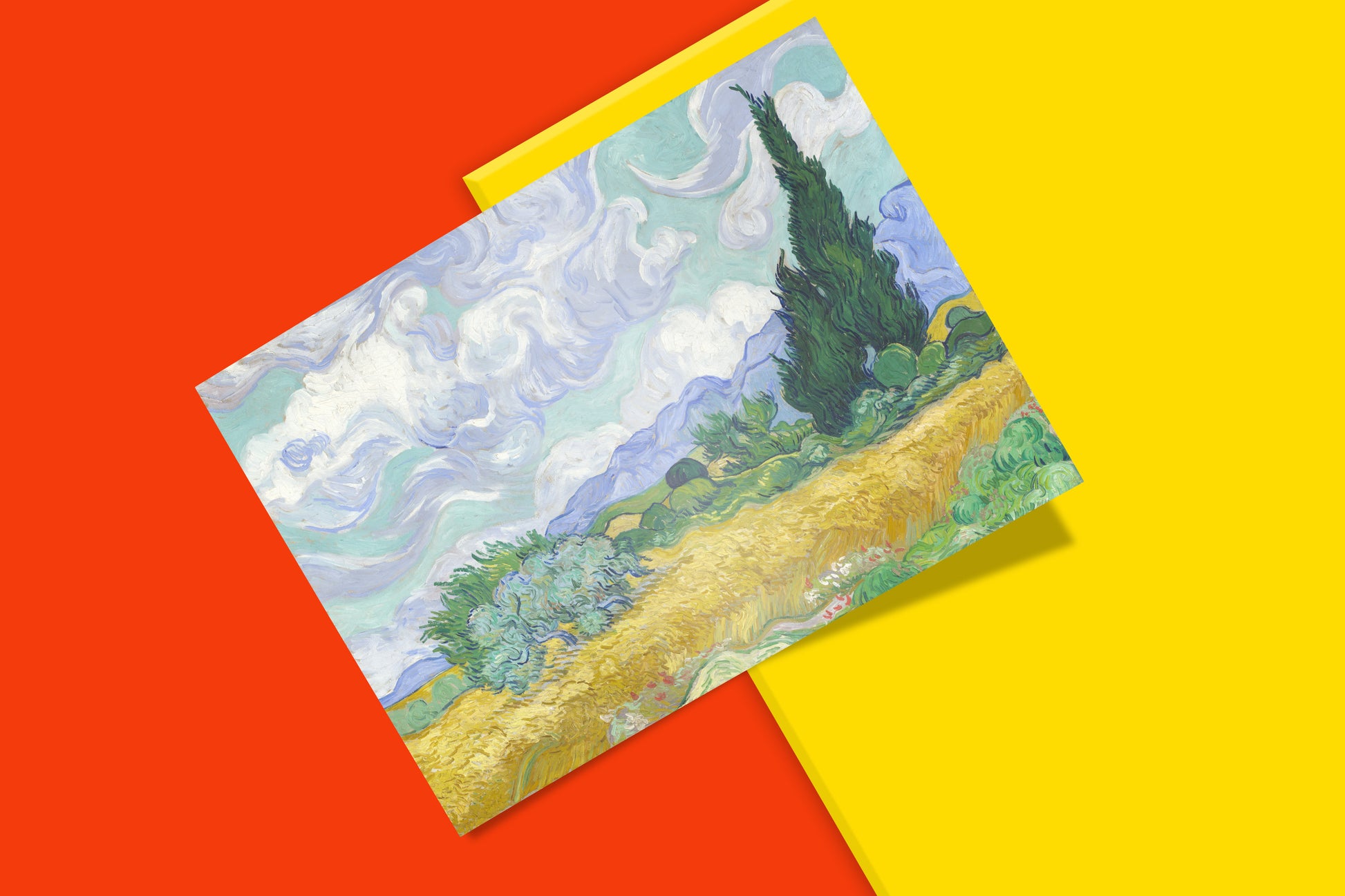 "Wheat Field with Cypresses" wall decor print by Vincent van Gogh, printed with 12-color giclée technology on eco-friendly paper. A premium art print for collectors and designers.