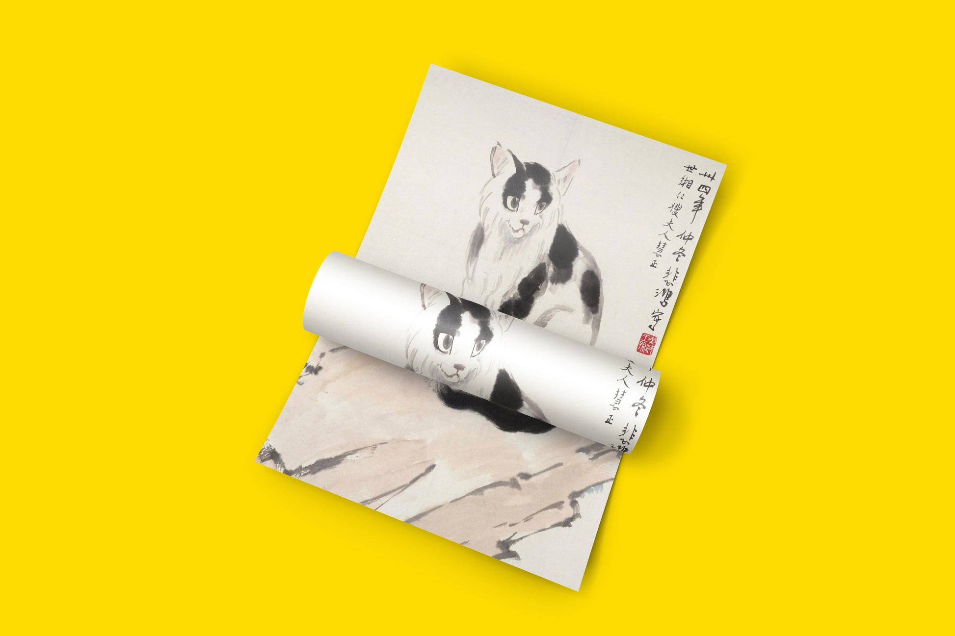 High quality giclée print from Art Snob of Xu Beihong's iconic cat painting, ideal for art enthusiasts.
