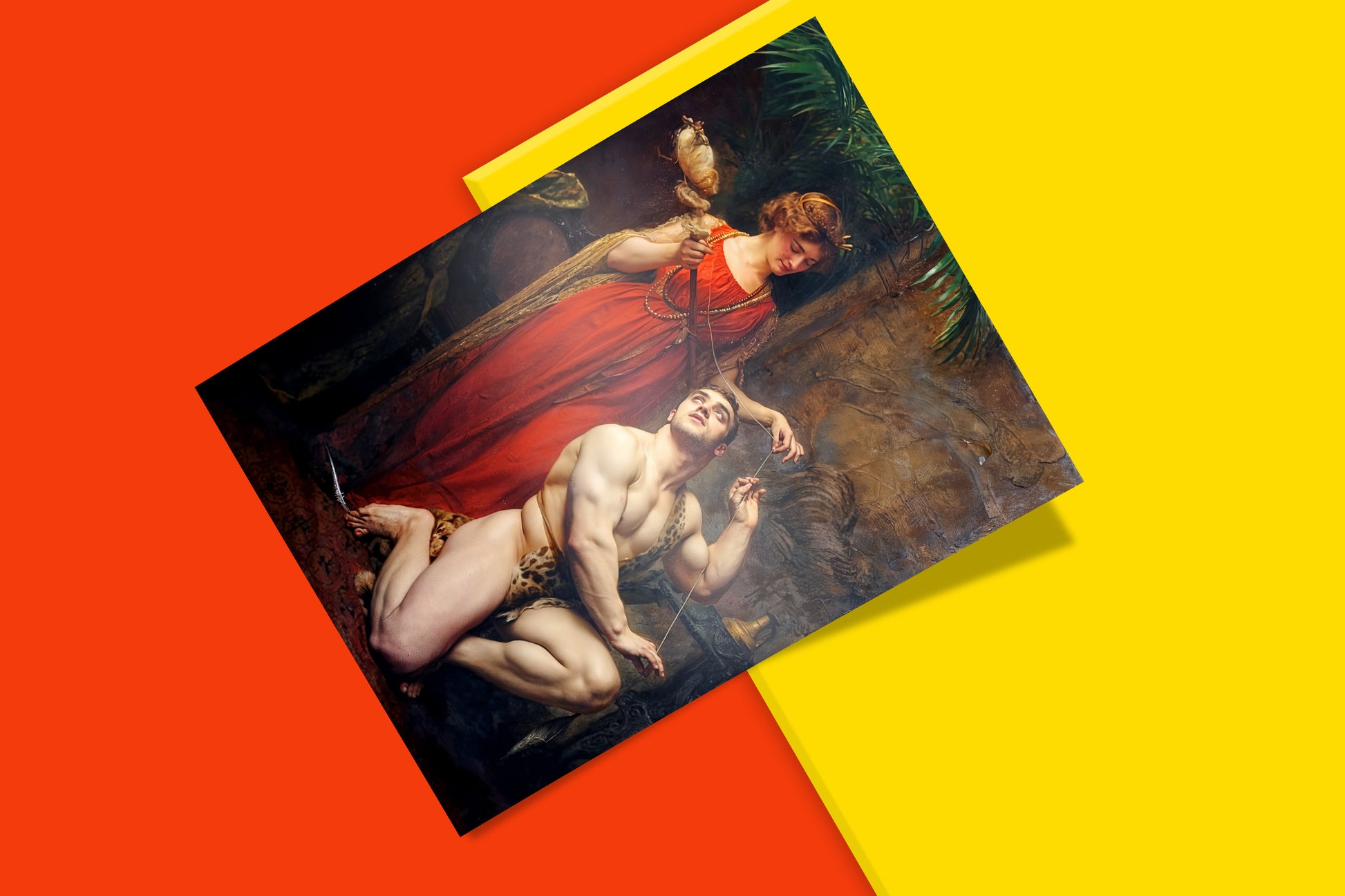 Museum quality fine art poster of Courtois's painting featuring Hercules and Omphale for art collectors and designers.