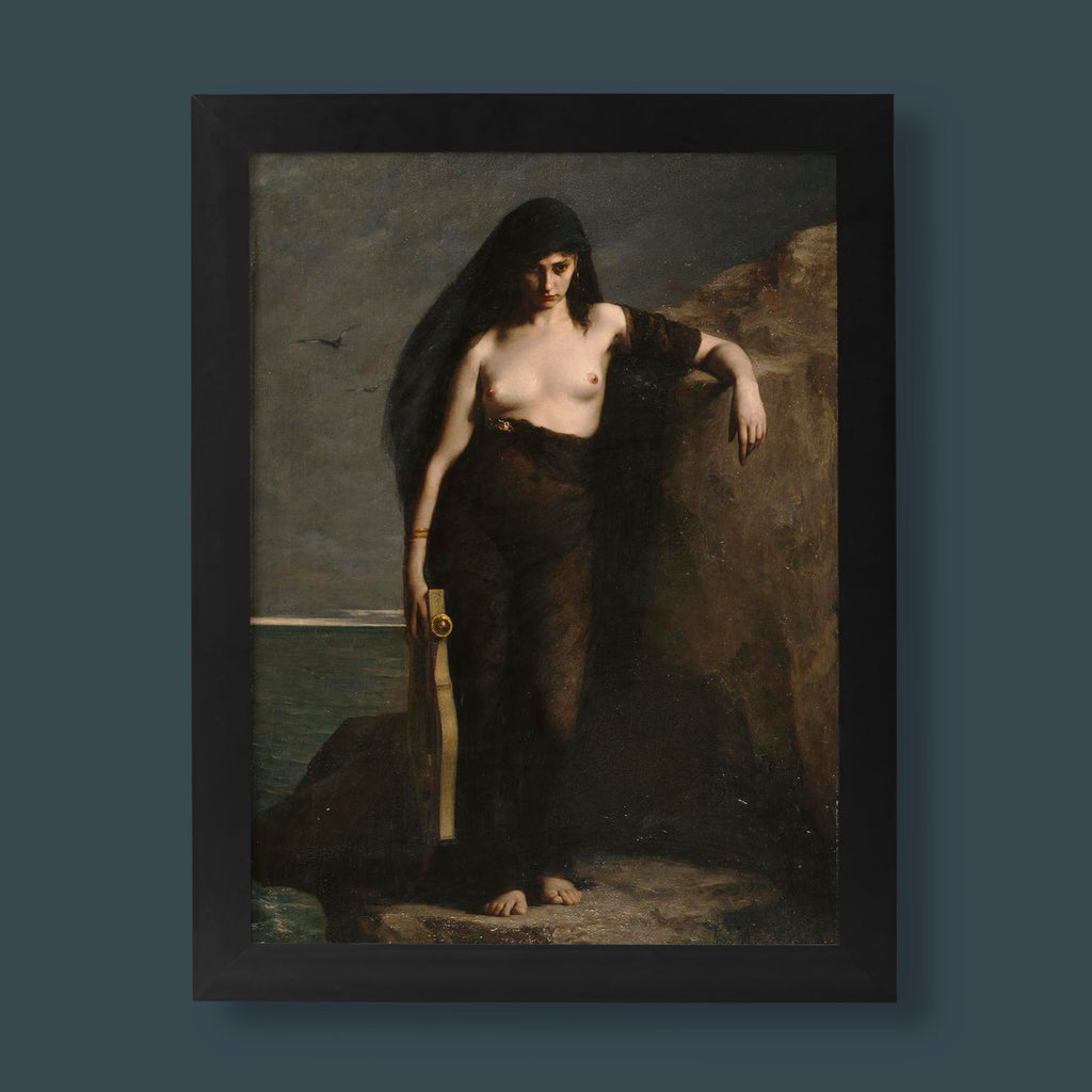 Auguste Charles Mengin Sappho 1877 fine art print, giclée reproduction of the iconic oil on canvas painting from Manchester Art Gallery