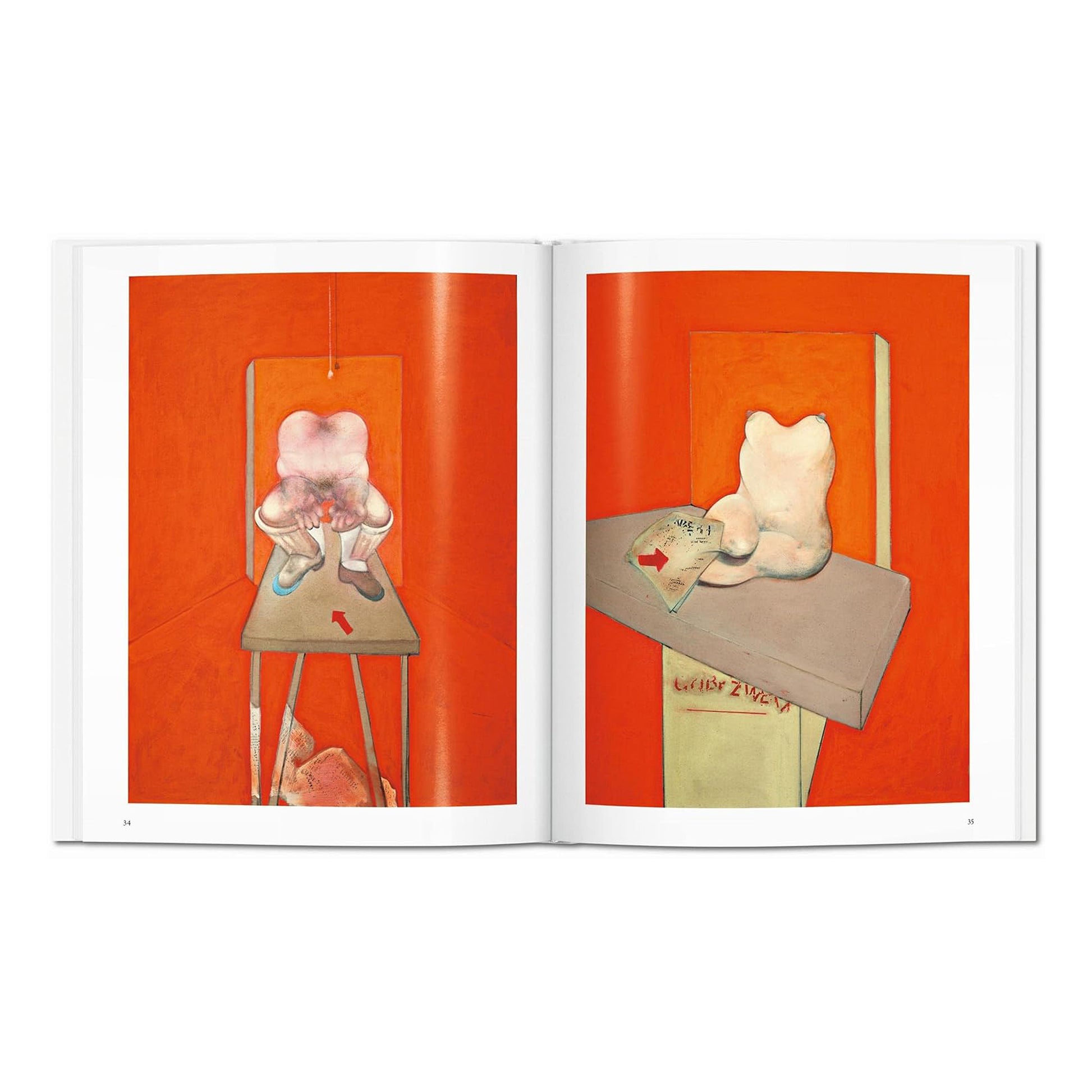 Double-page spread from the Taschen book featuring two distinctive figurative paintings by modern art master Francis Bacon.