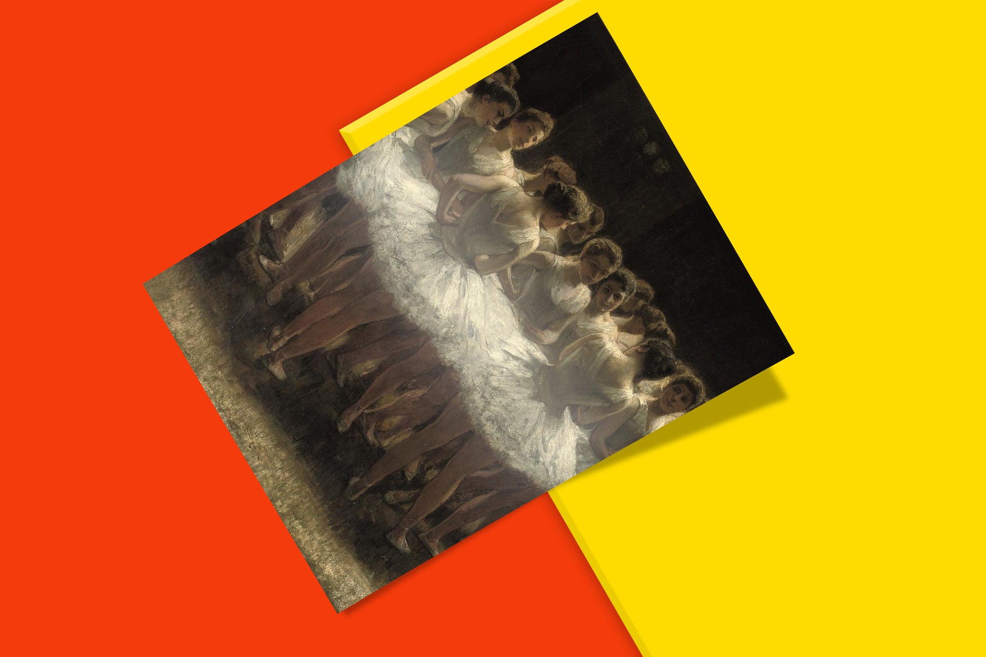 Vintage ballet art print featuring Dutch impressionist painting of dancers in classical tutus, premium wall art for home decor