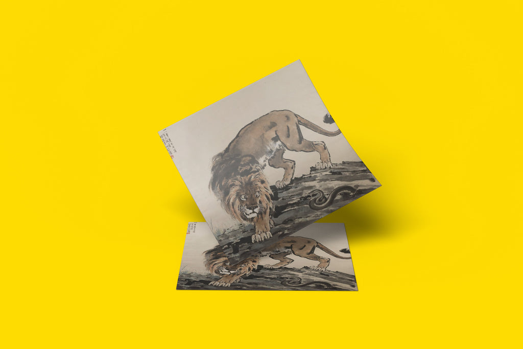 Museum-quality art print of "Sidelong Glance," an expressive animal painting with vivid colours.