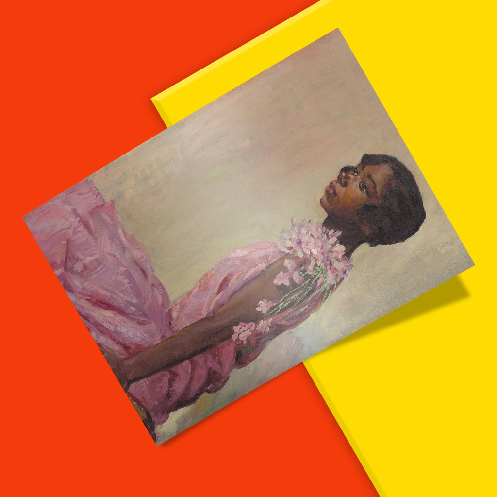 Laura Wheeler Waring figurative painting art poster, Girl in a Pink Dress, available as a high-quality fine art print