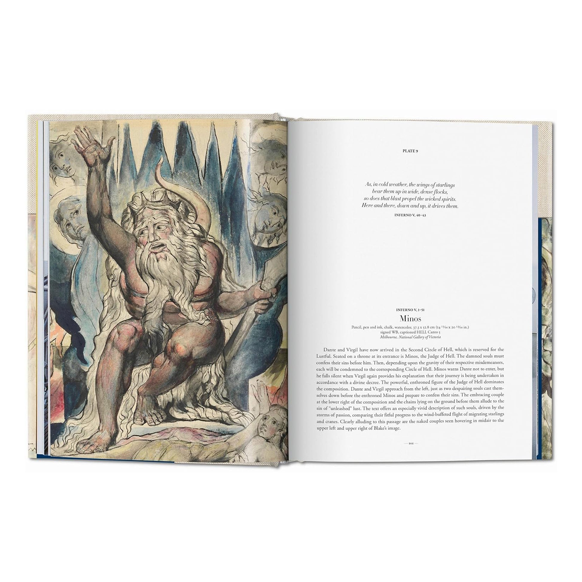 William Blake's drawing of Minos, the mythical Judge of Hell, for Inferno Canto 5, a key illustration from the Dante's Divine Comedy series.
