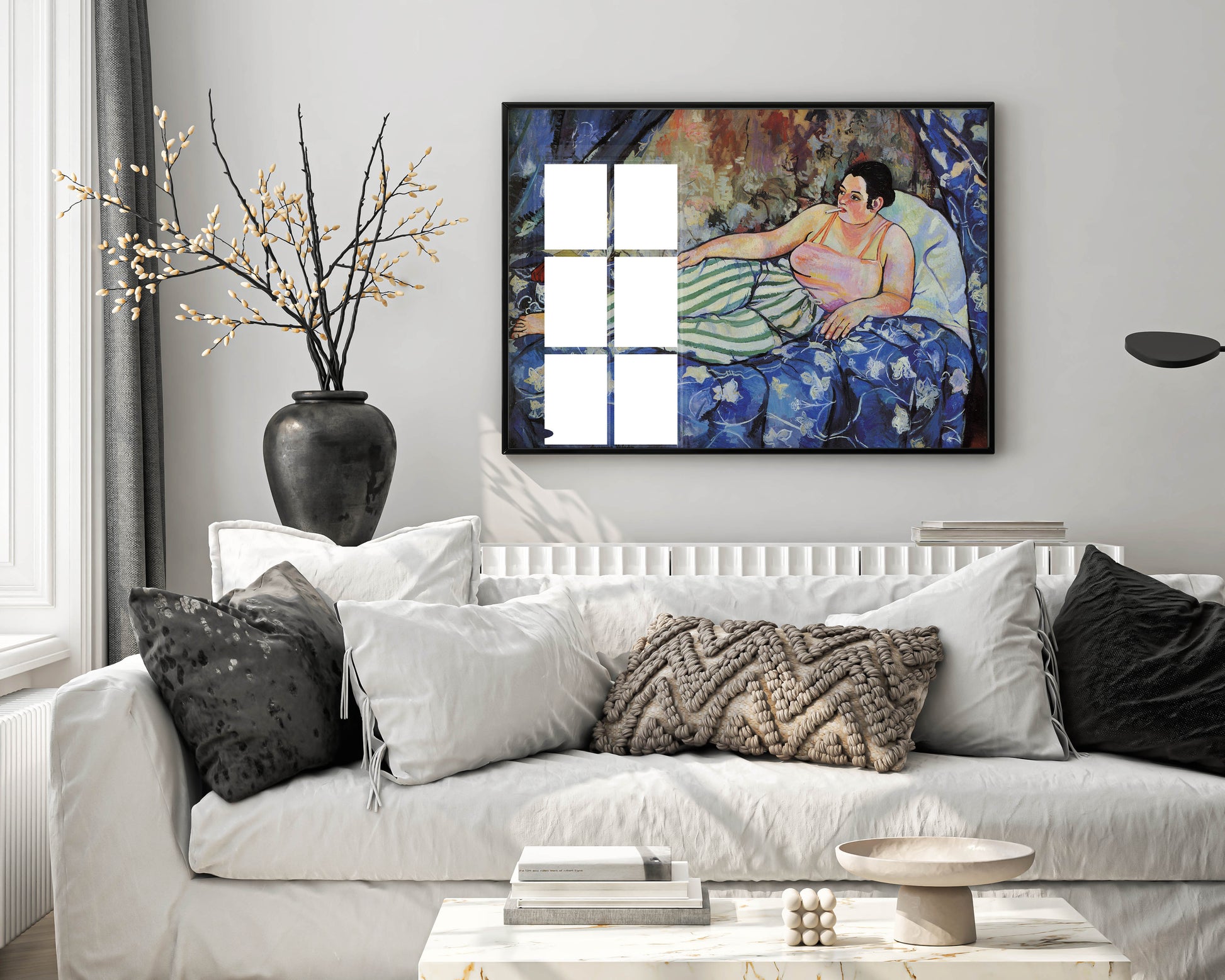 Suzanne Valadon's The Blue Room framed as premium wall art featuring museum-quality giclée fine art print in contemporary frame, displaying post-impressionist masterpiece with bold patterns and vivid colour reproduction