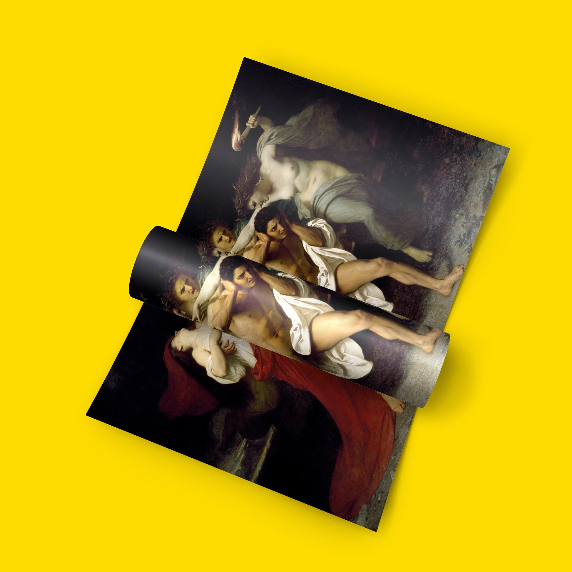 Size comparison guide for William-Adolphe Bouguereau Orestes Pursued by the Furies fine art print - available in multiple sizes for any wall space