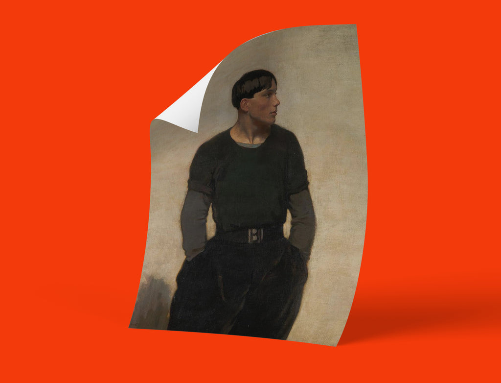 Fine art poster of A Young Breton 1917 - classic British portraiture wall art print featuring French regional costume and modern artistic style