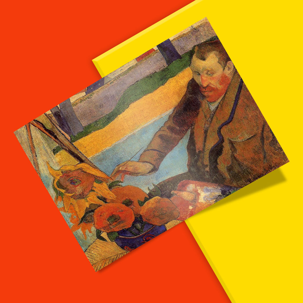 Framed post-impressionist wall art print of Paul Gauguin's Van Gogh Painting Sunflowers, ideal for contemporary and classic interior design