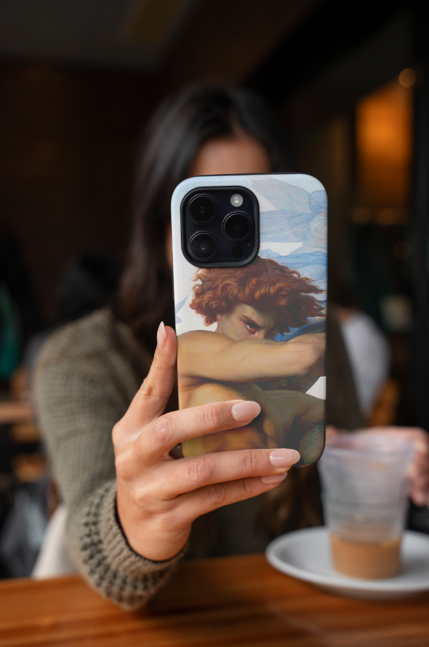 Stylish and protective phone case with a wraparound print of Cabanel's classic oil painting, The Fallen Angel.