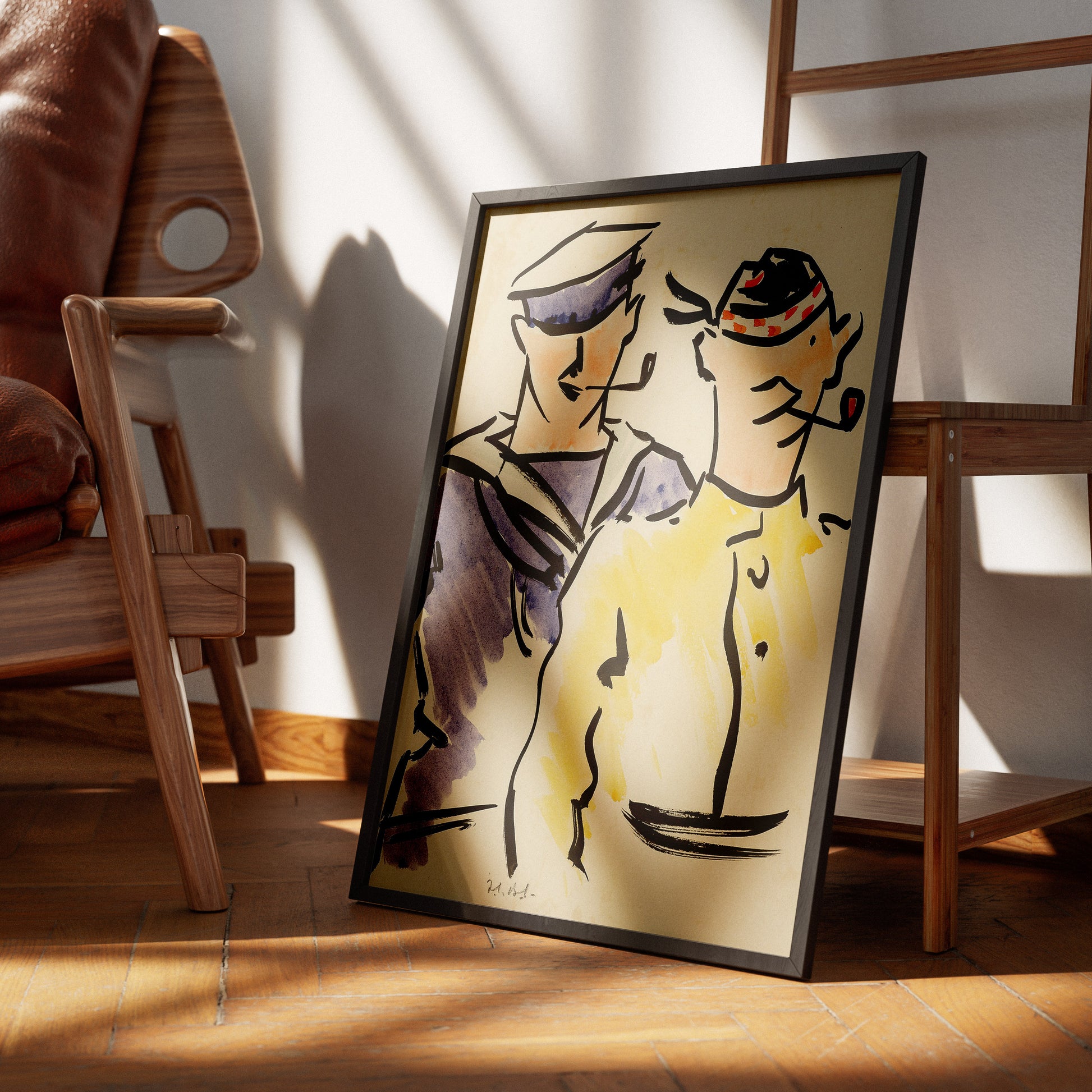 Framed FCB Cadell Tommy and Jack art print, Scottish Colourist vintage wall art perfect for living room or office