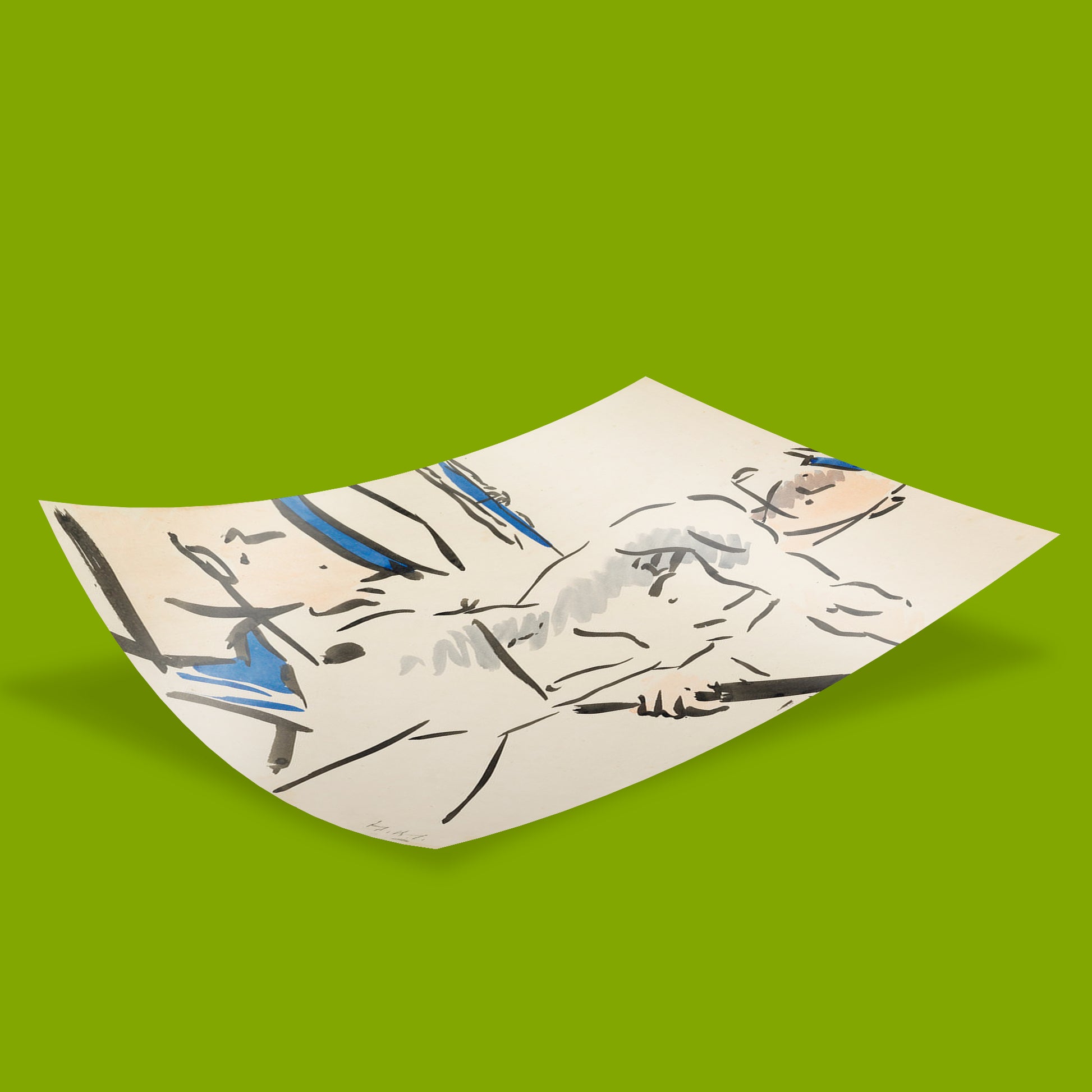 Francis Campbell Boileau Cadell signature detail on Two Sailors museum-quality art print, authenticated Scottish Colourist reproduction