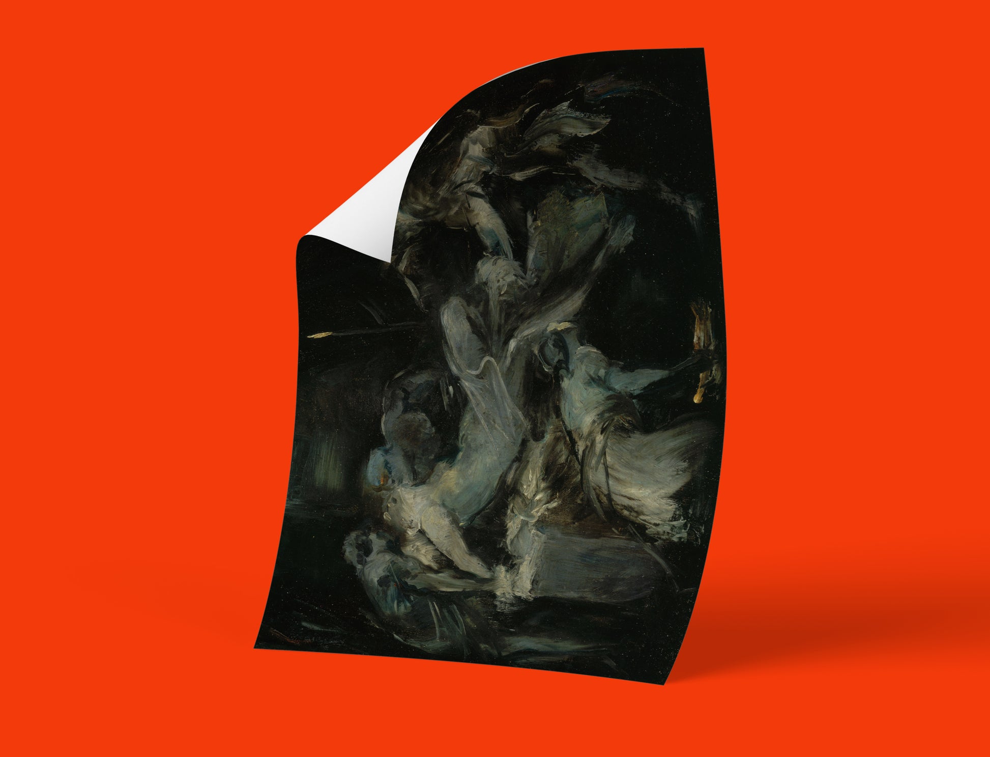 Vintage French art poster of Jean-Baptiste Carpeaux's revolutionary childbirth painting, featuring raw emotional realism and expressive brushwork, ideal fine art print for modern interiors