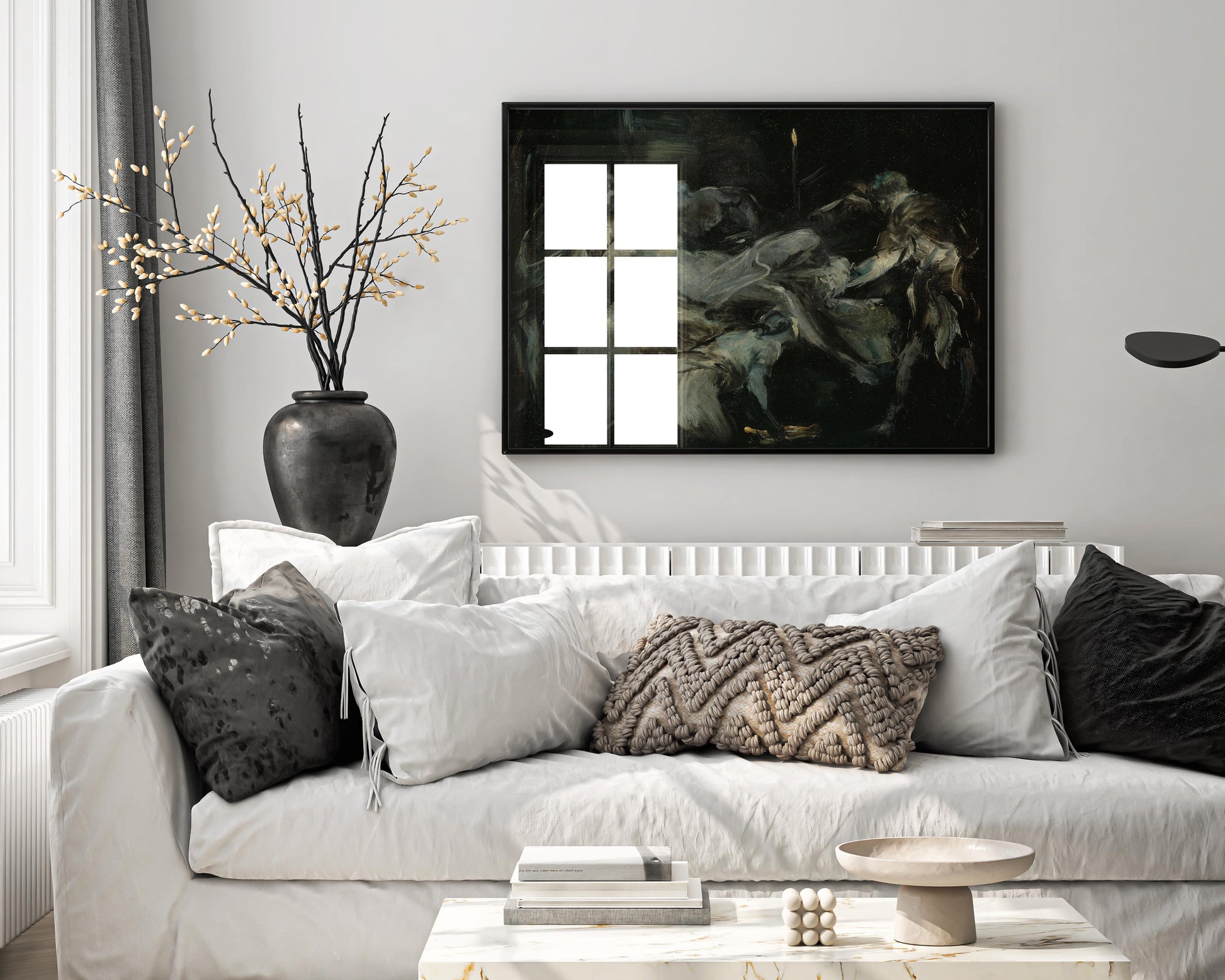Elegantly framed Jean-Baptiste Carpeaux Scene of Childbirth art print displayed as sophisticated wall art, featuring museum-quality reproduction in contemporary home interior with premium frame styling