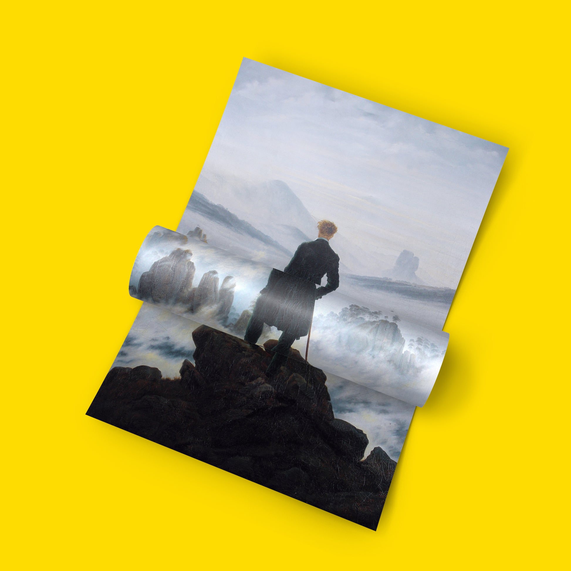 Limited edition collectible art print of Caspar David Friedrich's Wanderer Above the Sea of Fog, one of 100 numbered fine art prints by ART SNOB