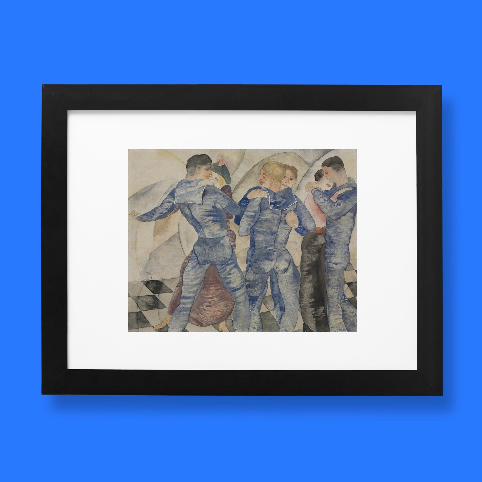 Dancing Sailors art print by Charles Demuth, 1917 modernist watercolour wall art with queer history