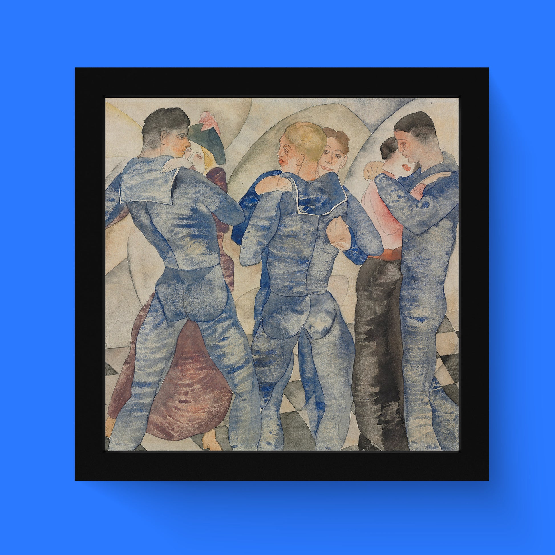 Dancing Sailors art print by Charles Demuth, 1917 modernist watercolour wall art with queer history