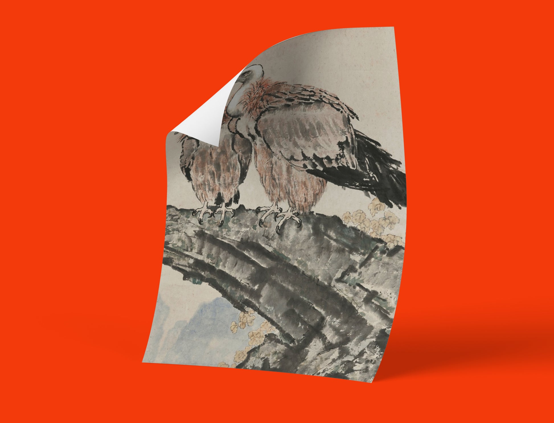 A high-resolution wall art print of Xu Beihong's iconic "Two Condors" painting, perfect for modern home decor and art collectors.
