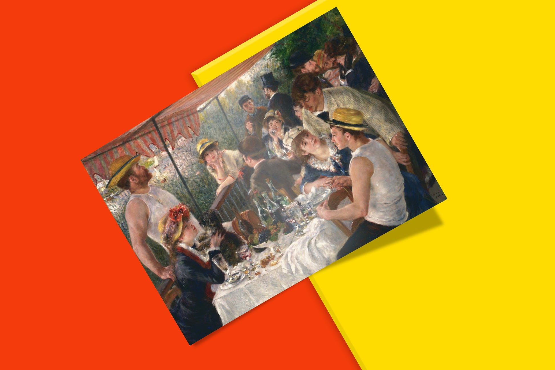 Museum quality art print of Renoir's famous Impressionist painting Luncheon of the Boating Party, featuring vibrant colours and classic French art for modern wall decor