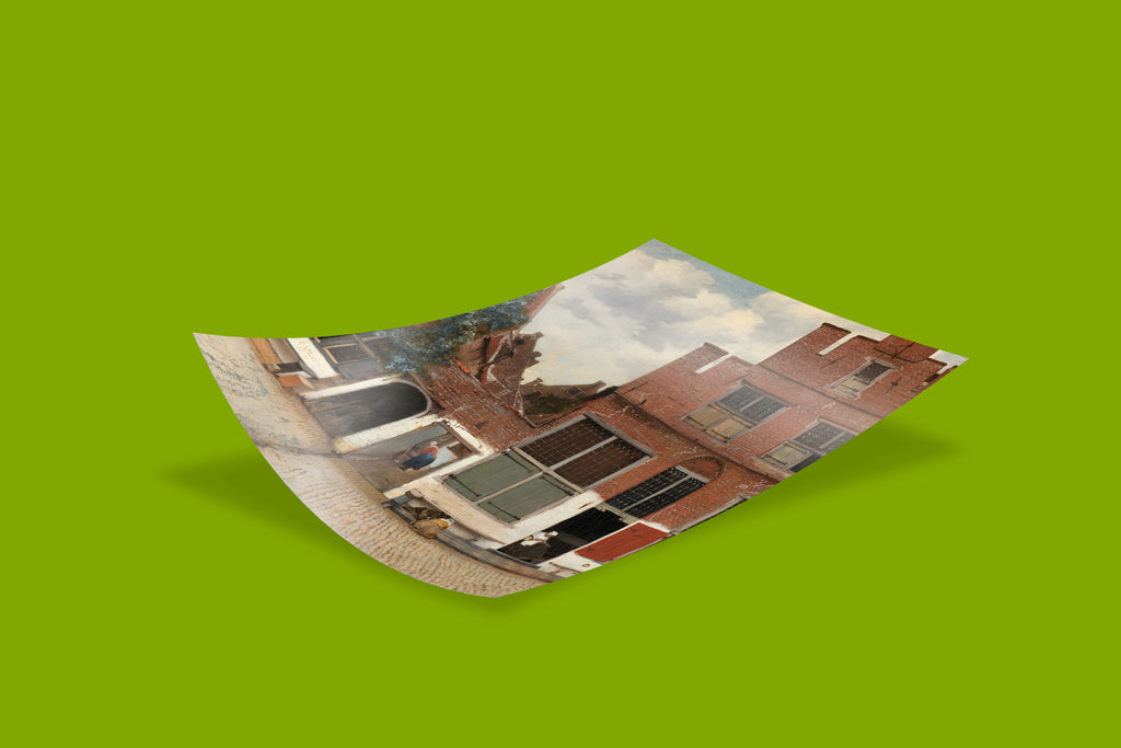 Beautiful classic Dutch Baroque art print, 'The Little Street' by Vermeer, perfect for sophisticated home decor.
