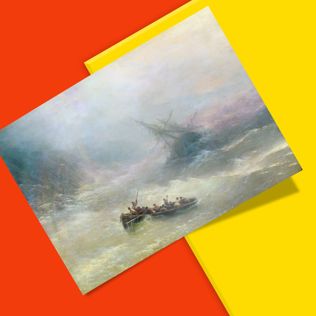 High-quality giclée art print of Aivazovsky's The Rainbow maritime masterpiece featuring muted pastels and post-storm atmosphere, premium wall art reproduction