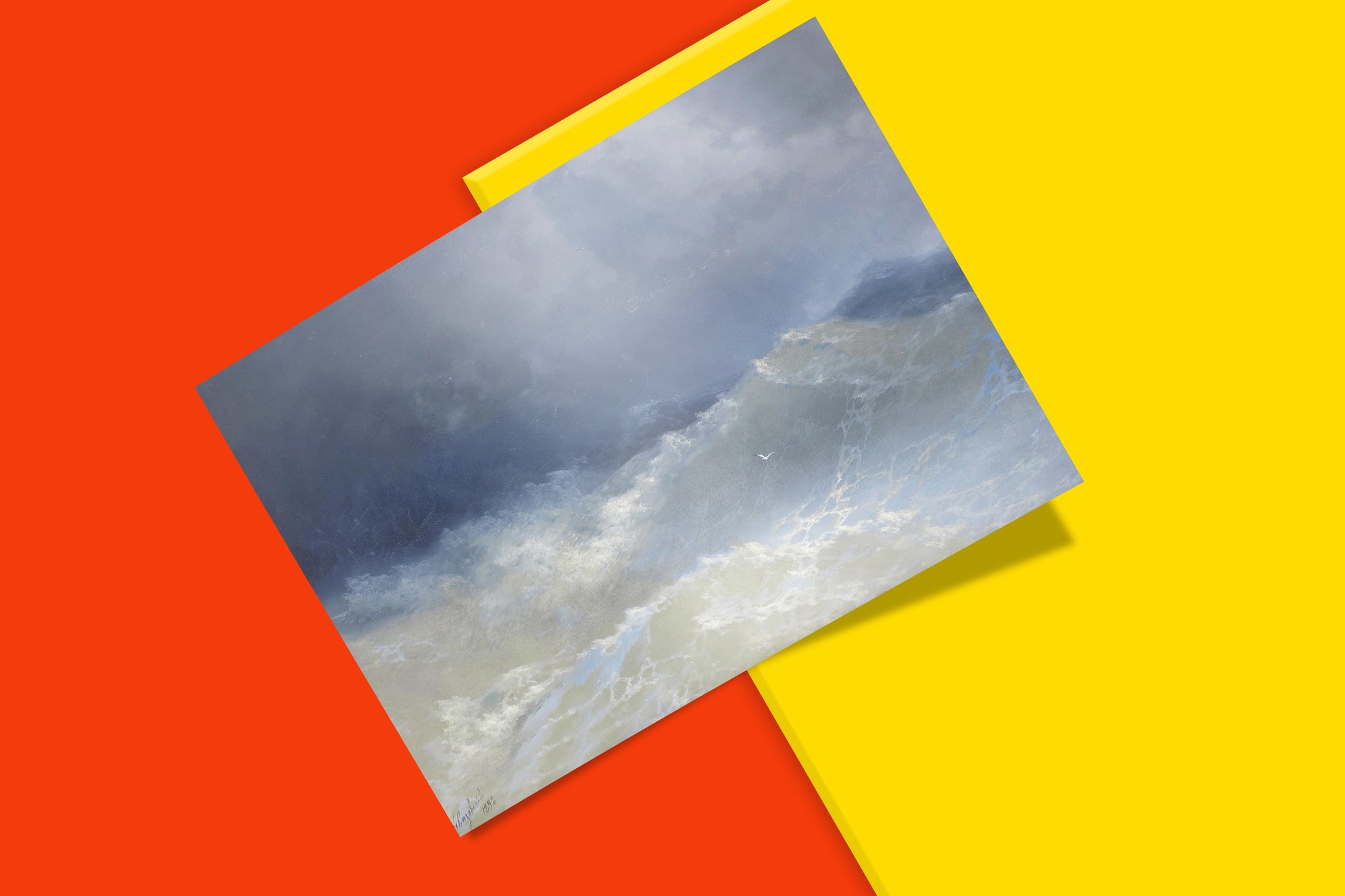 High-quality giclée art print of Aivazovsky's Among The Waves final masterpiece featuring sublime ocean drama, museum-quality wall art reproduction