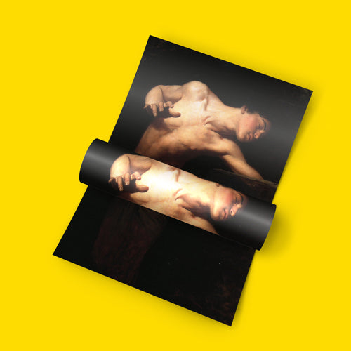 Gyula Benczúr's Narcissus wall art print, a 19th-century Hungarian Academic Realist painting with rich chiaroscuro lighting.