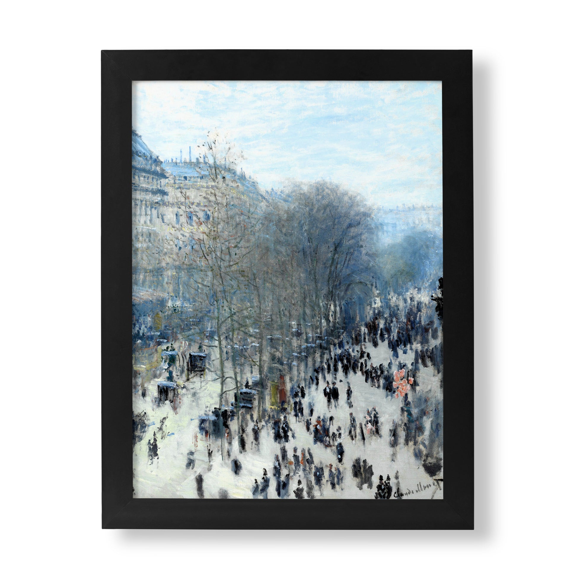 Fine art print of Claude Monet's "Boulevard des Capucines," a famous Impressionist painting.