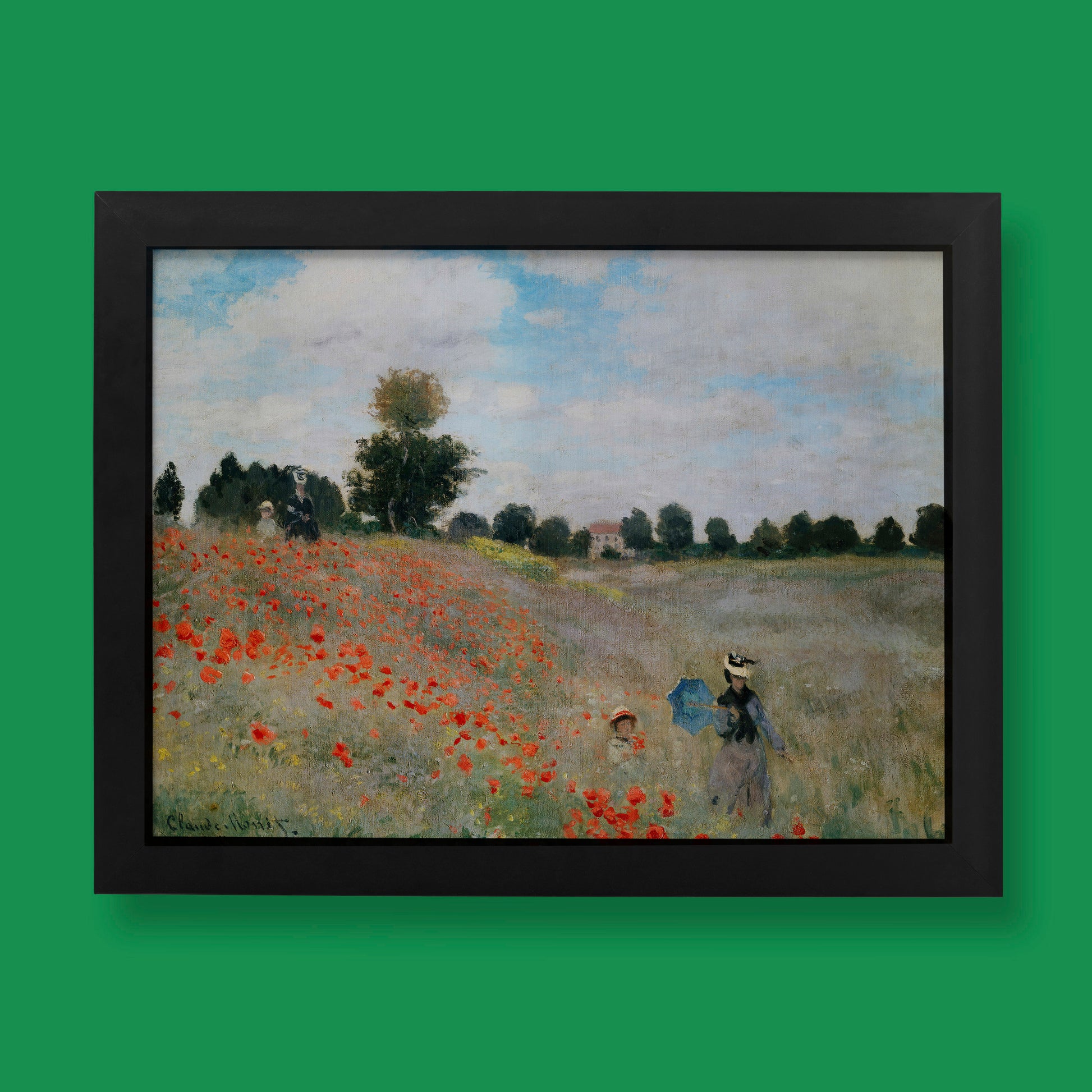 Claude Monet's Poppy Field fine art print, a high-quality giclée reproduction of the iconic Impressionist painting for elegant wall art decor.