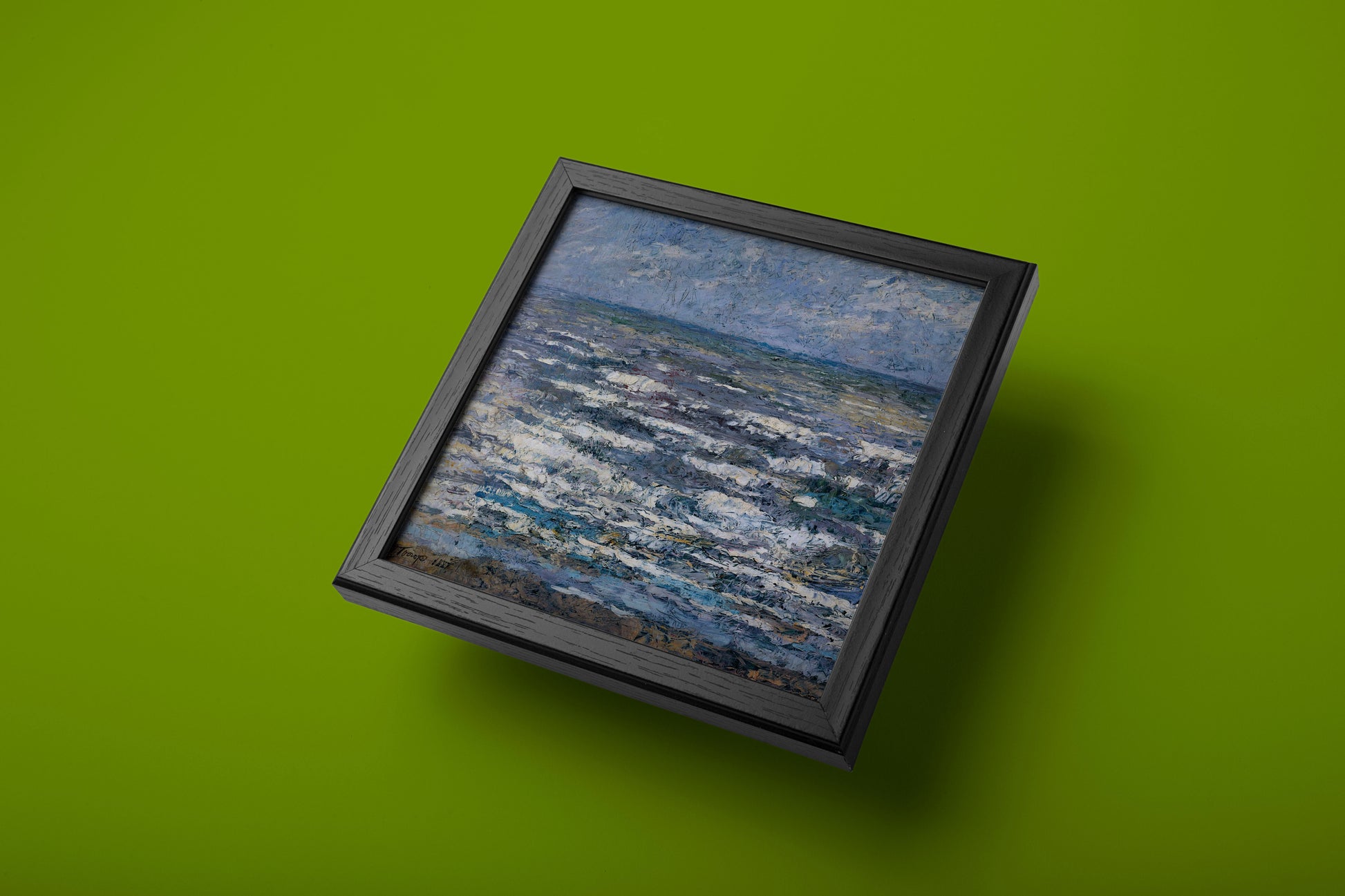 Jan Toorop ocean waves art print - textured maritime painting reproduction with palette knife technique, premium wall art for sophisticated interiors