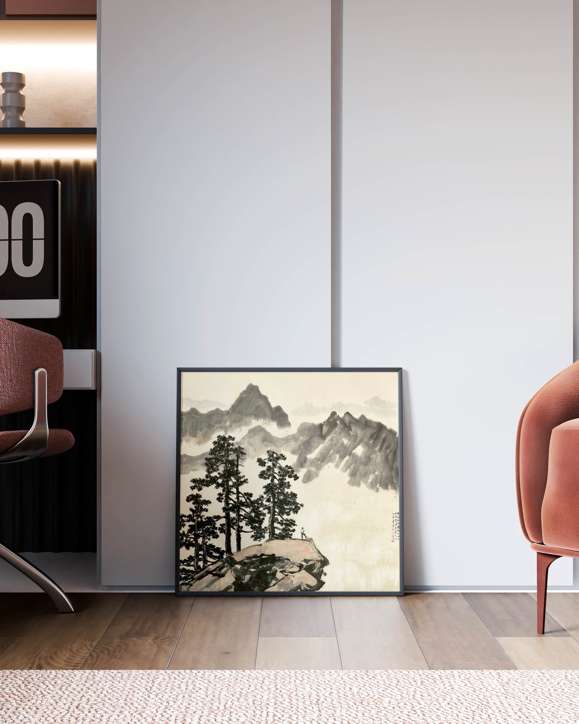A fine art print of the painting "Tianmu Mountains" from the Dr. K. S. Lo collection, an iconic work by artist Xu Beihong.