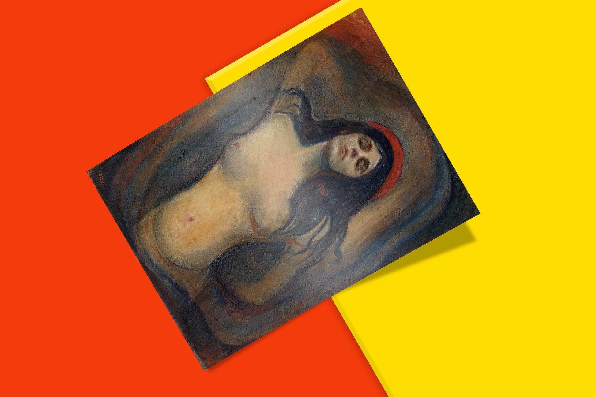 Close up of the Edvard Munch Madonna print, highlighting the rich tones and high definition clarity of this timeless masterpiece.