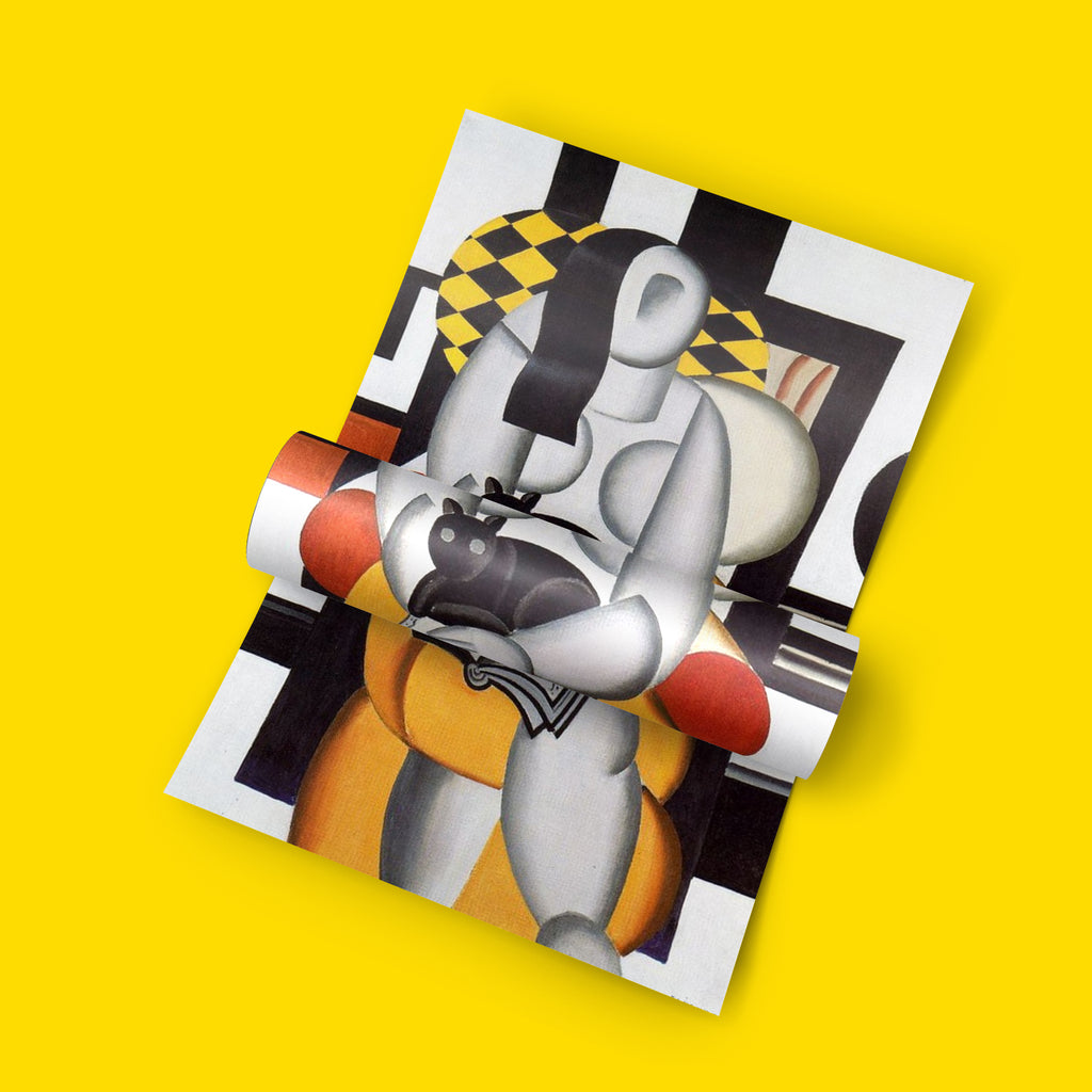 Vintage cubist art poster Fernand Léger Woman with a Cat 1920s French modernist painting reproduction print